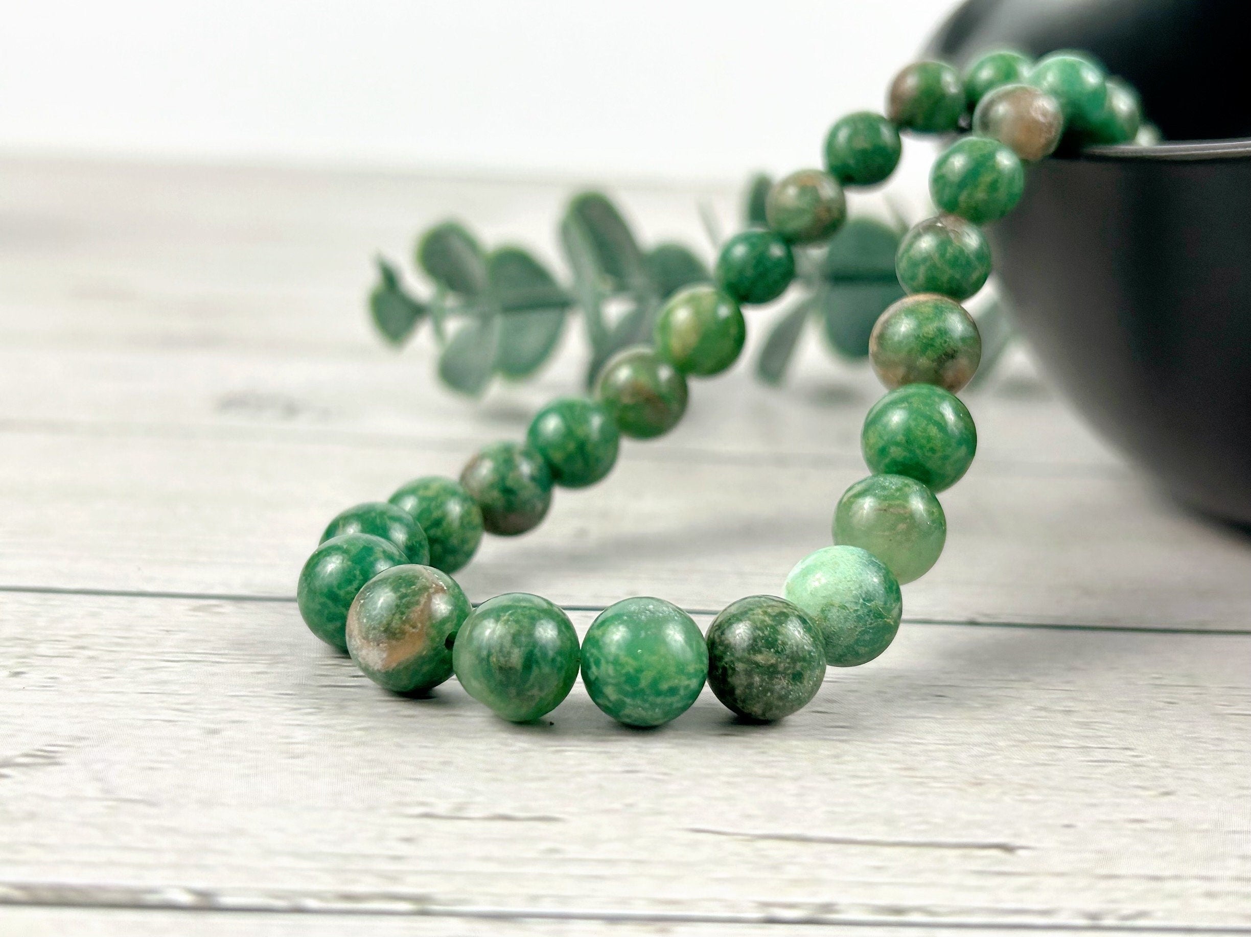 African Jade Necklace, Green Beaded Necklace, Healing Gemstones Necklace, Protection Necklace, Abundance Necklace, Good Luck Gift for Her