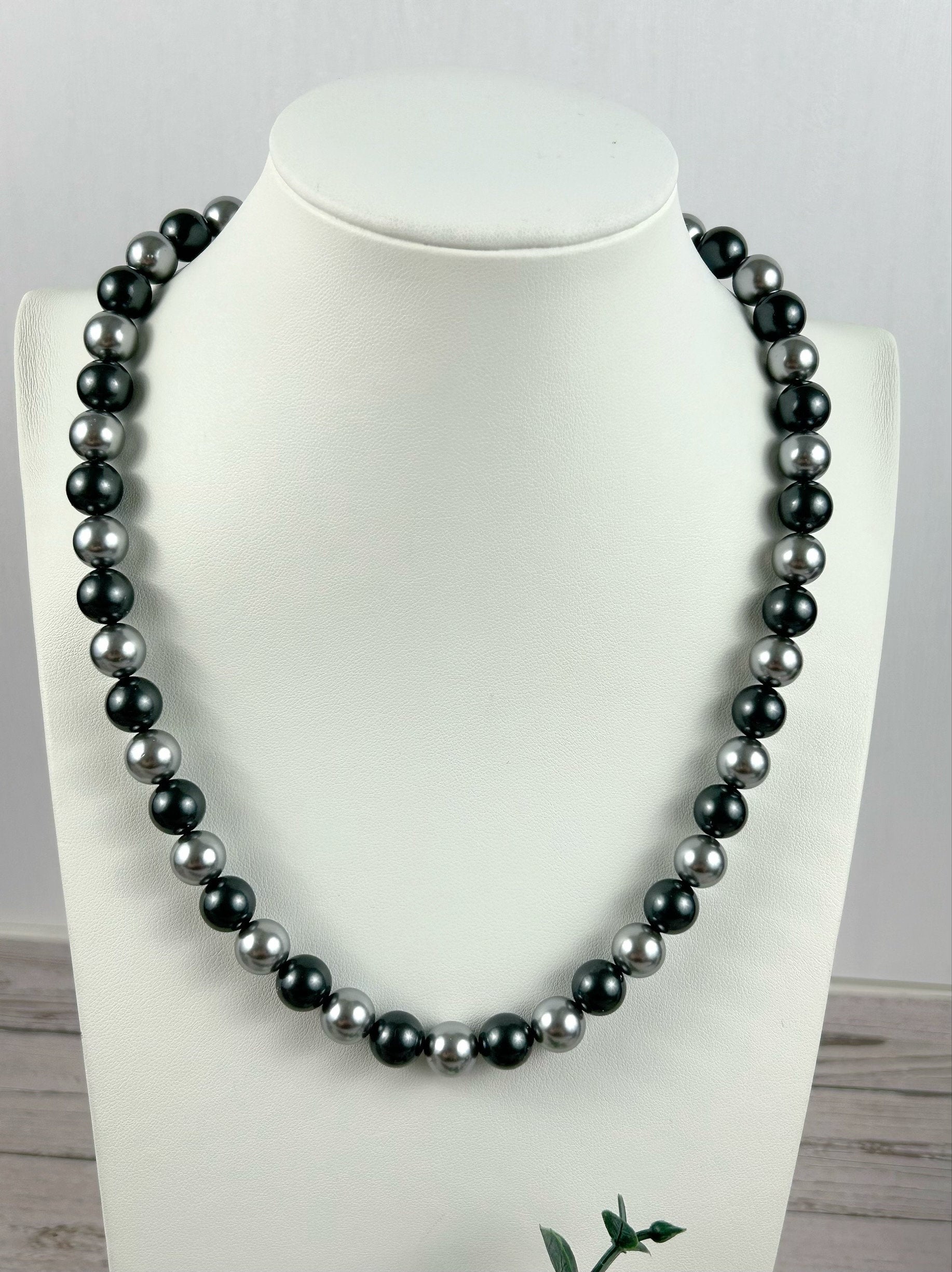 Pearl Necklace, Gray Pearl Necklace, Pearl Jewelry, Grey Pearl Necklace for Women, Birthday Gift for Her, Bridesmaid Gift, Shell Pearl