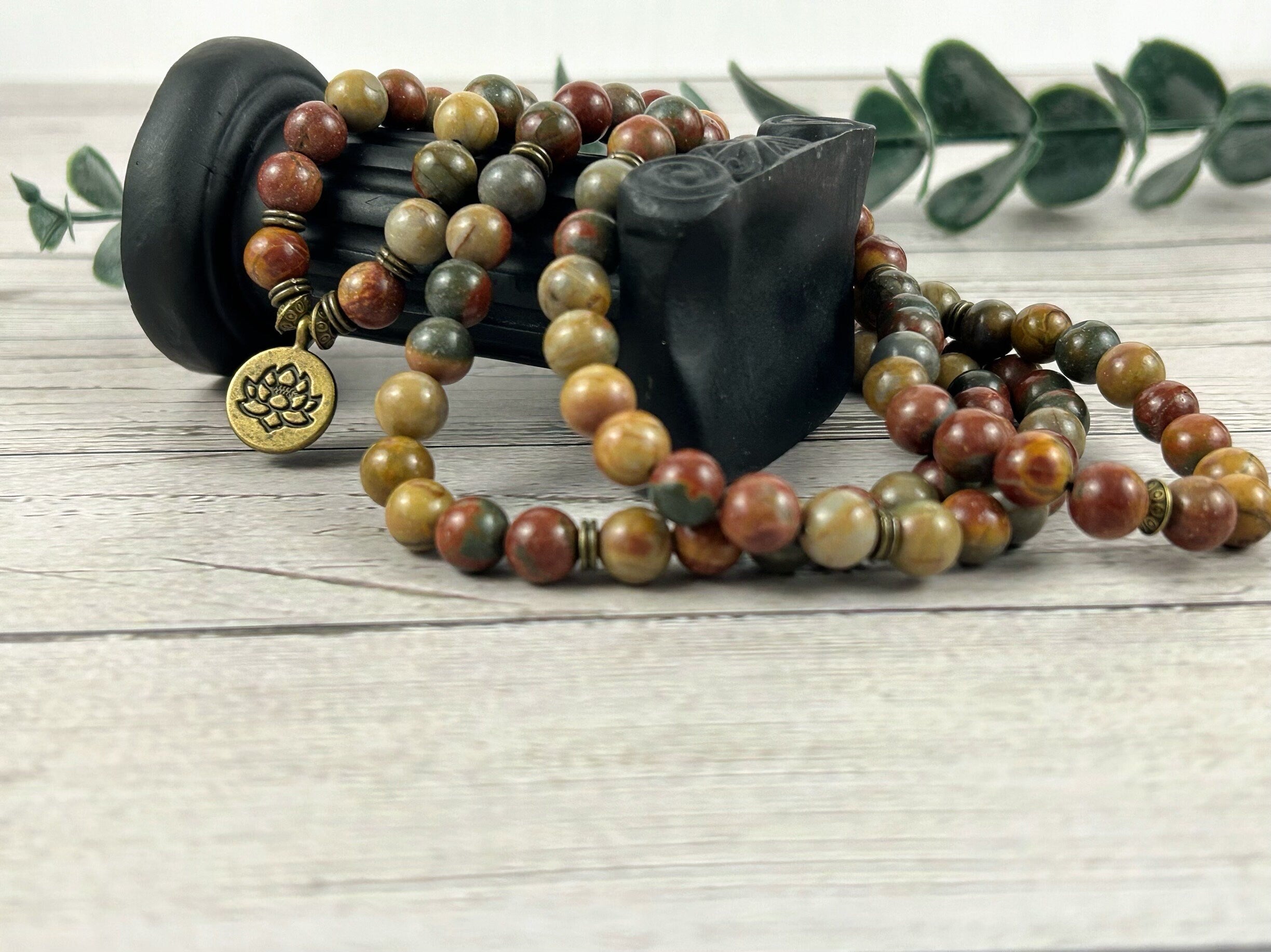 108 Mala Beads Necklace, Picasso Jasper Necklace, Prayer Beads Necklace, 108 Mala Beads Bracelet, Meditation Necklace, Handmade Jewelry