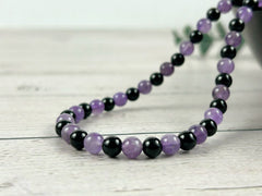 Protection Necklace, Black Tourmaline Necklace, Amethyst Necklace, Energy Necklace, Beaded Necklace, Personalized Neckl