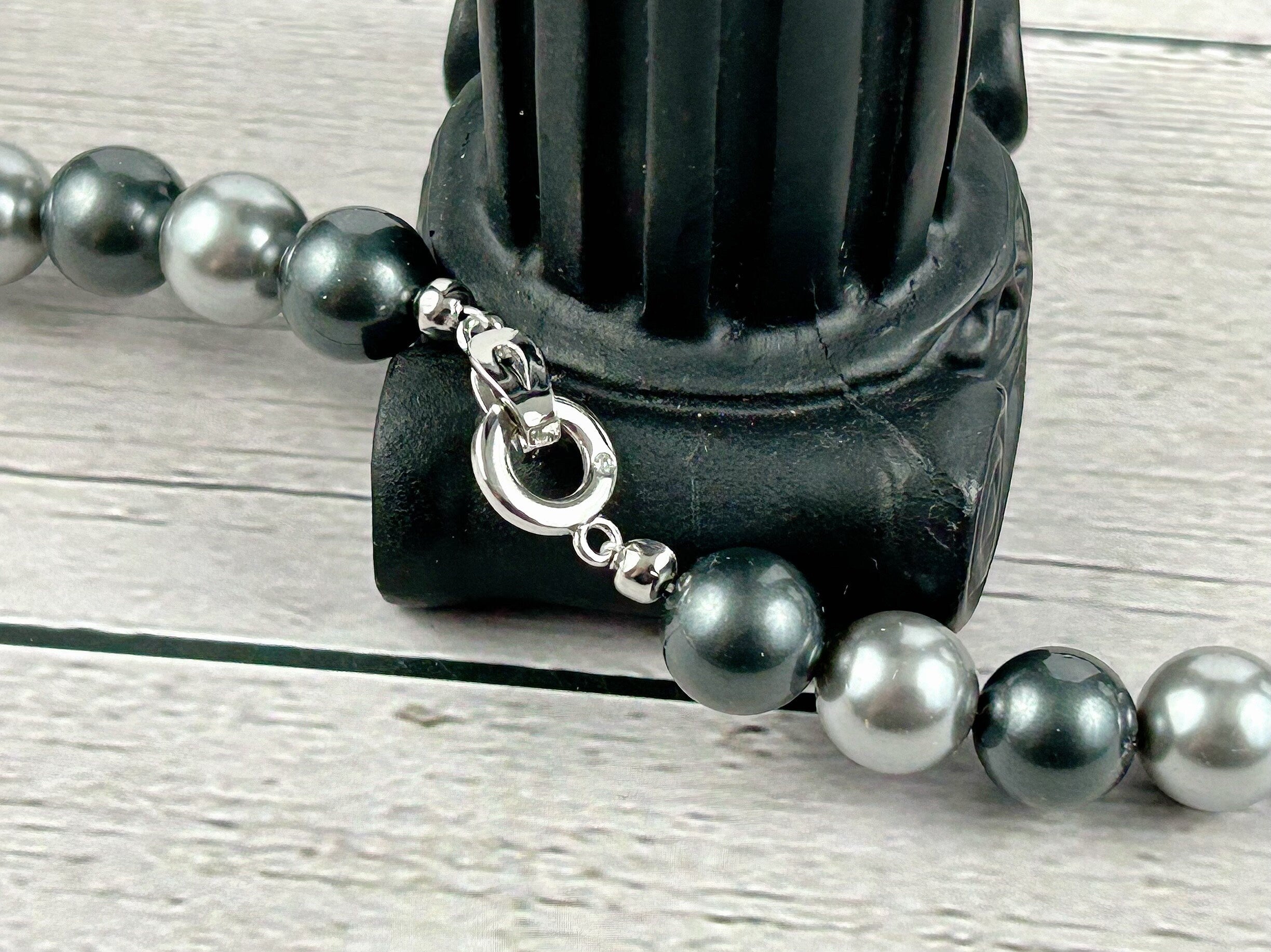 Pearl Necklace, Gray Pearl Necklace, Pearl Jewelry, Grey Pearl Necklace for Women, Birthday Gift for Her, Bridesmaid Gift, Shell Pearl