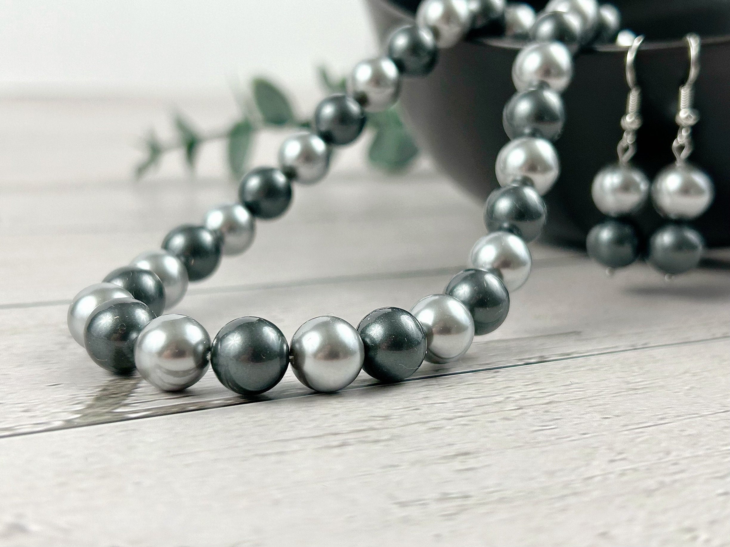 Pearl Necklace, Gray Pearl Necklace, Pearl Jewelry, Grey Pearl Necklace for Women, Birthday Gift for Her, Bridesmaid Gift, Shell Pearl