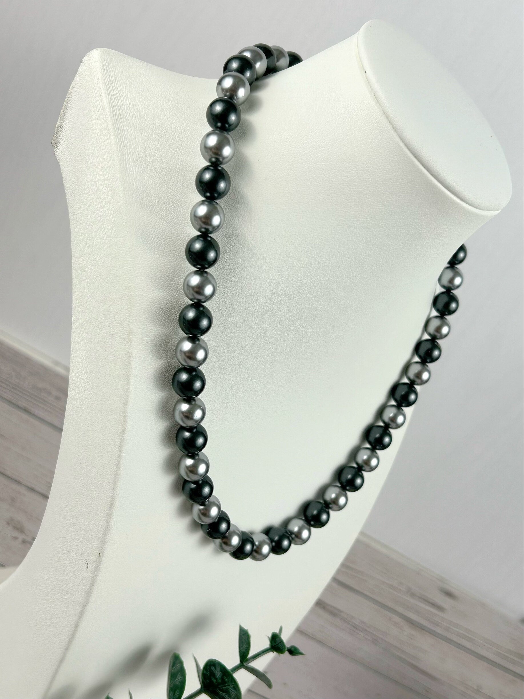 Pearl Necklace, Gray Pearl Necklace, Pearl Jewelry, Grey Pearl Necklace for Women, Birthday Gift for Her, Bridesmaid Gift, Shell Pearl