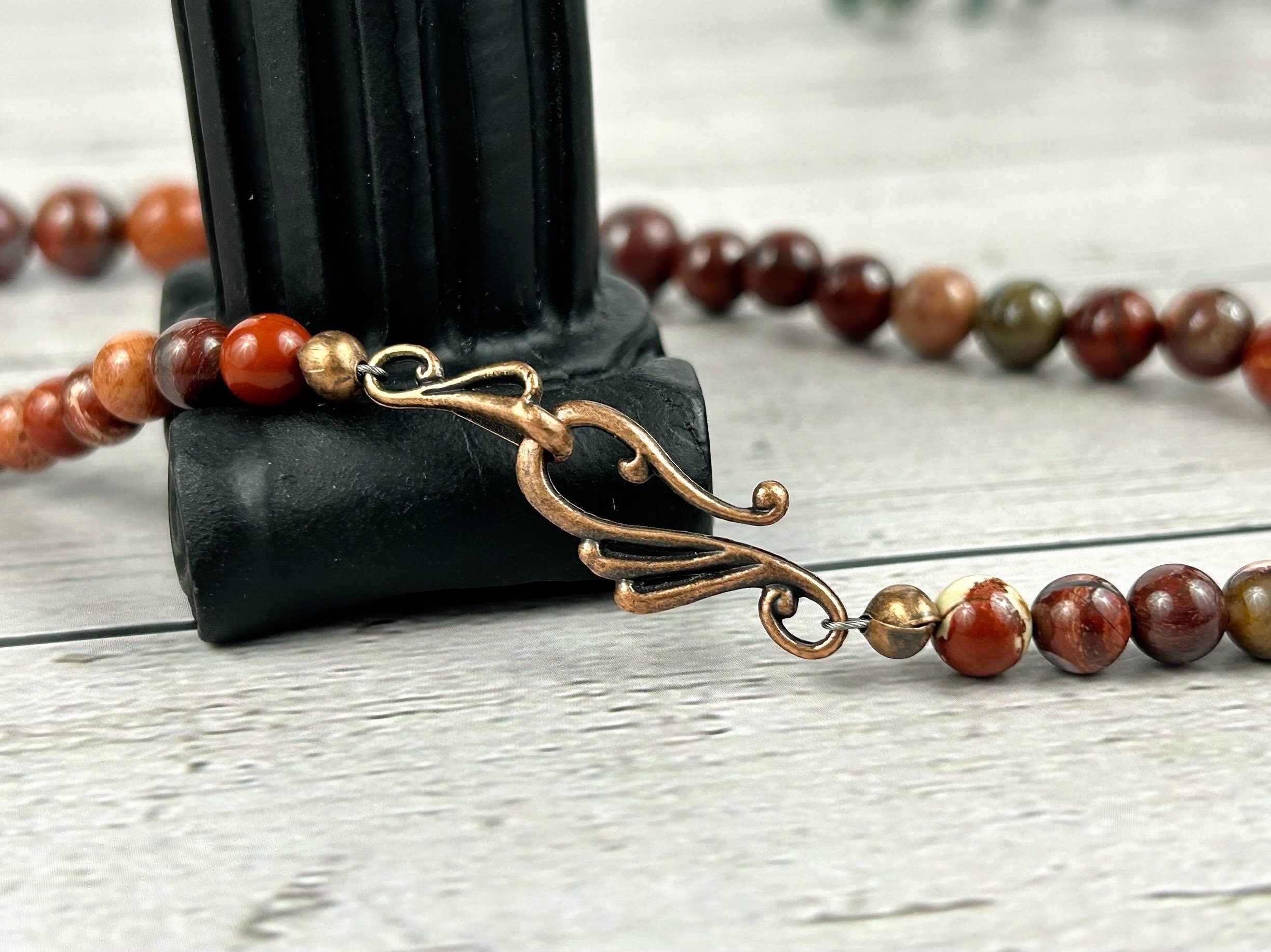 Red Beaded Necklace, Australian Serpentine Necklace, Energy Necklace, Healing Crystals, Cleansing, Handmade Necklace,Valentines Gift For Her