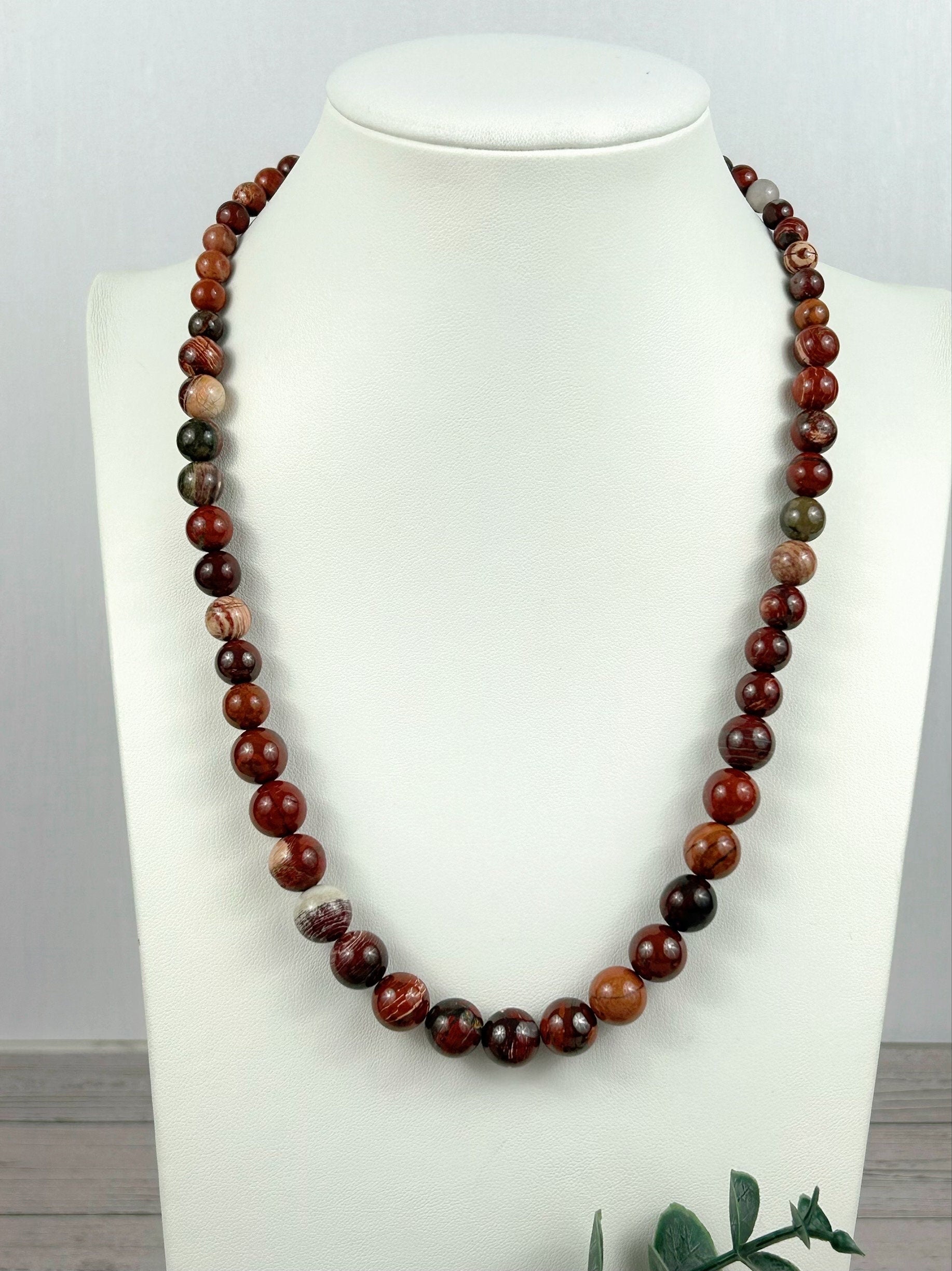 Red Beaded Necklace, Australian Serpentine Necklace, Energy Necklace, Healing Crystals, Cleansing, Handmade Necklace,Valentines Gift For Her