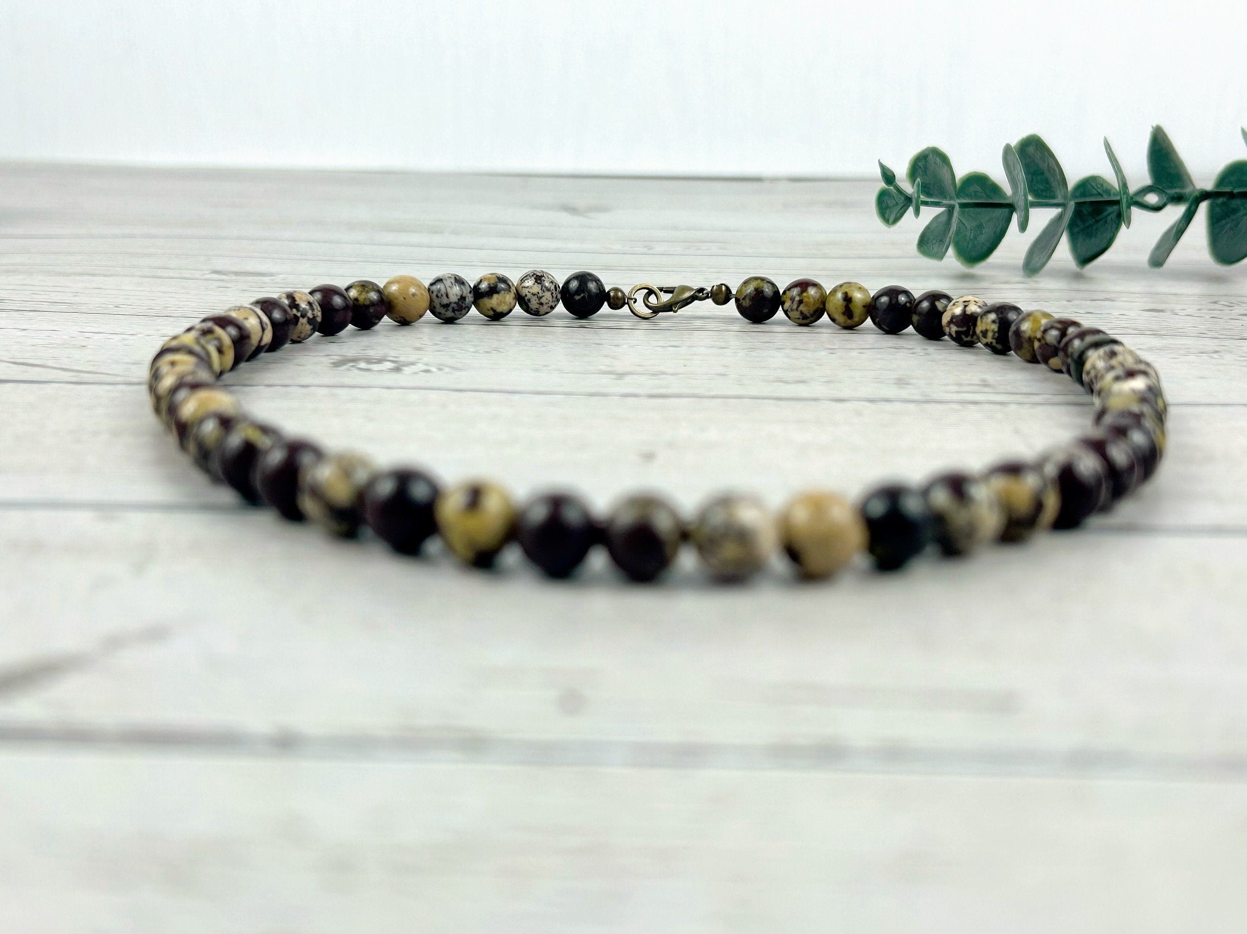 Flower Jasper Necklace, Natural Stone Necklace, Valentines Gift for her, Healing Stones, Personalized Necklace, Gemstones Jewelry