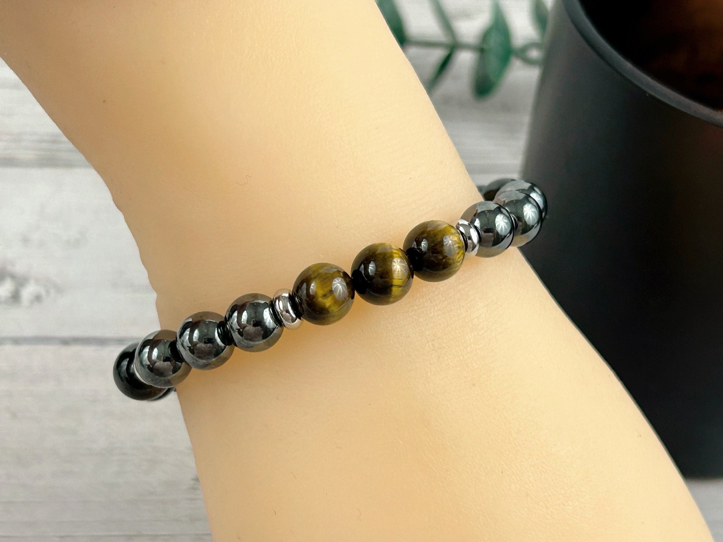 Set of 3 Triple Protection Bracelet, Tiger Eye, Black Obsidian, Gemstone Bracelet, Hematite Bracelet, Birthday Gift for Her, Gift for Him