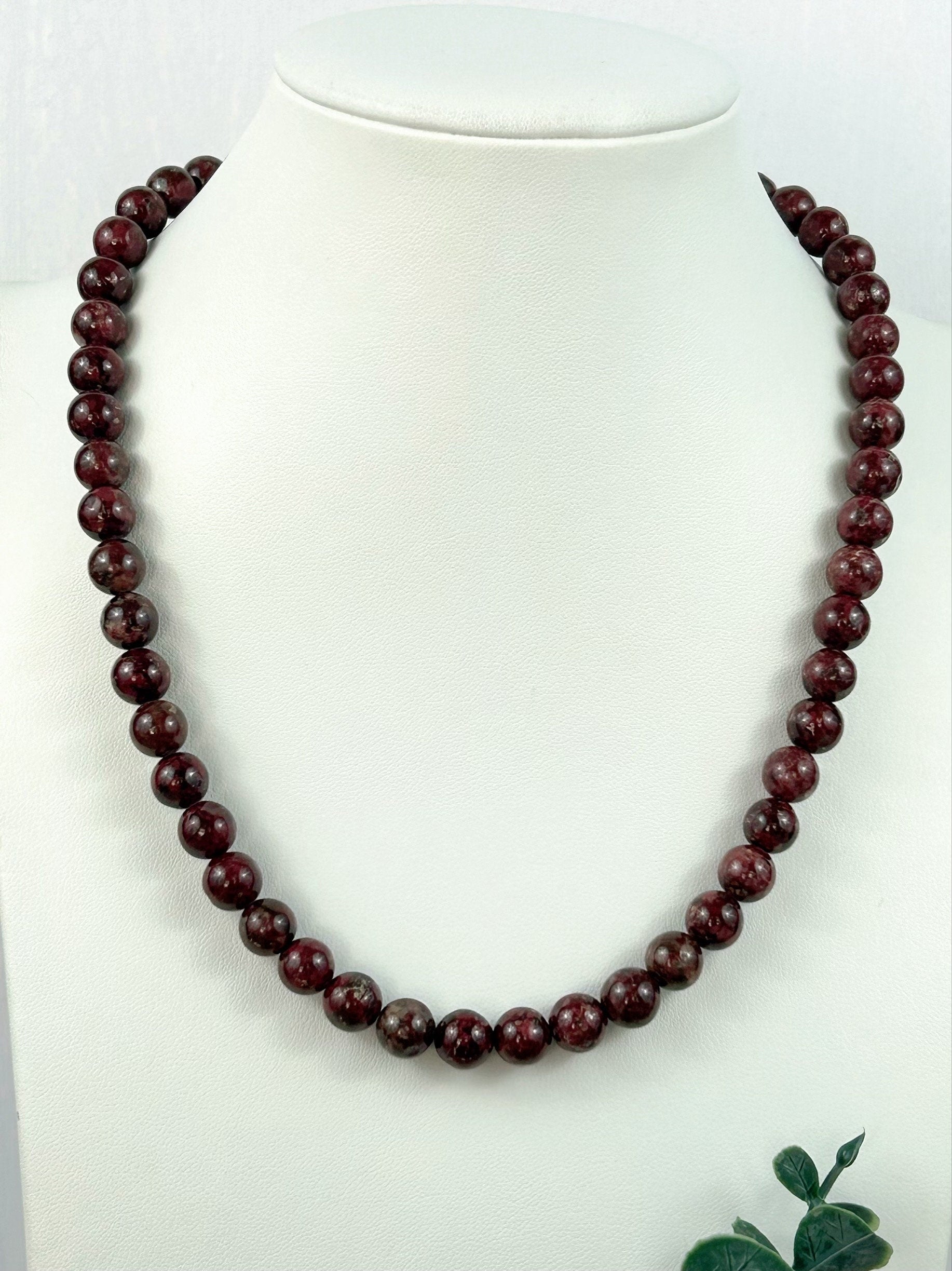 Eudialyte Necklace, Beaded Necklace, Protection Necklace, Energy Necklace, Calming Crystals, Natural Stone Necklace, Valentines Gift for Her