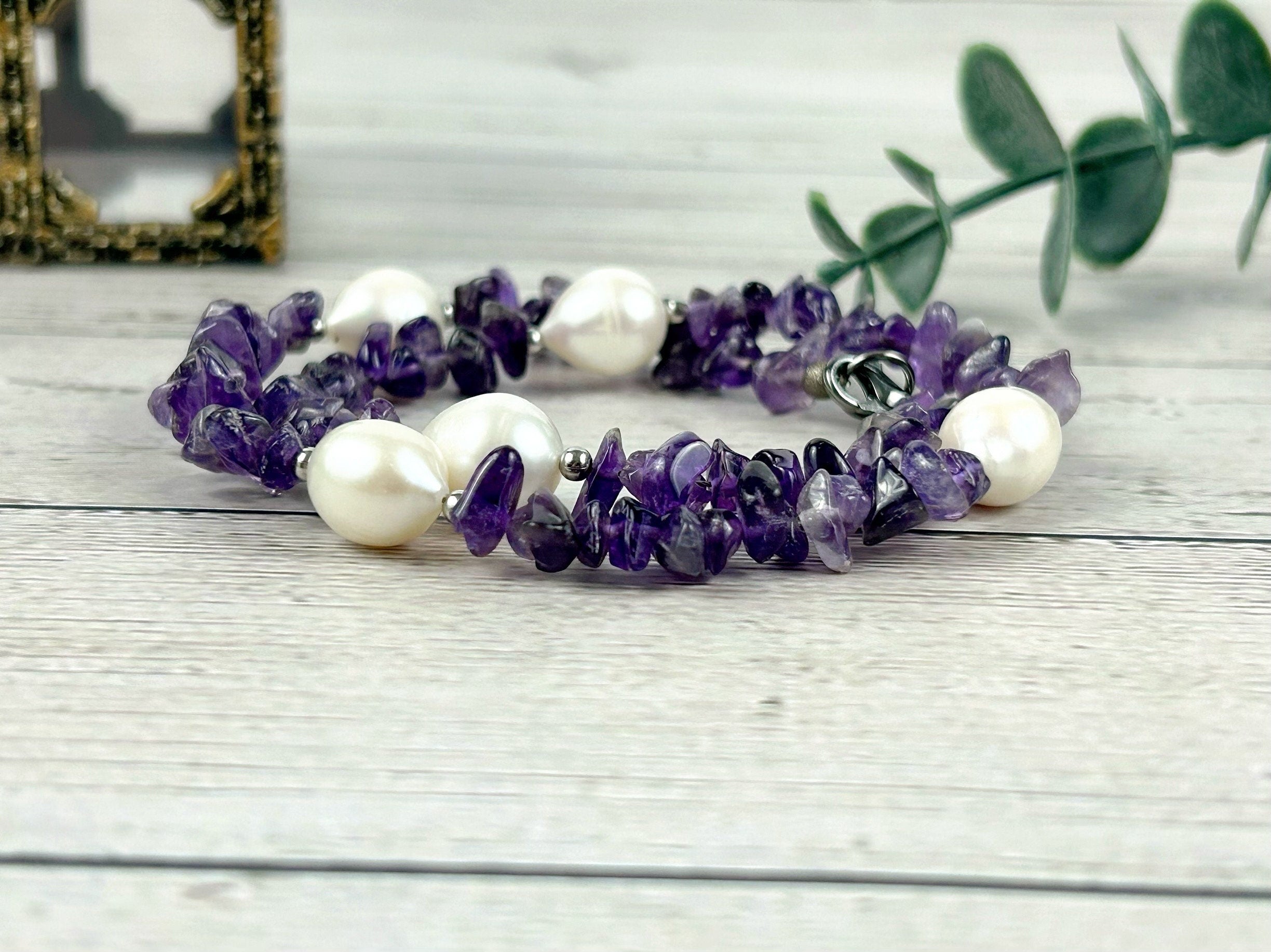 Purple Beaded Necklace, Amethyst Necklace, Choker Necklace, Baroque Pearl Necklace, Gemstone Necklace, Boho Necklace, Gift for her