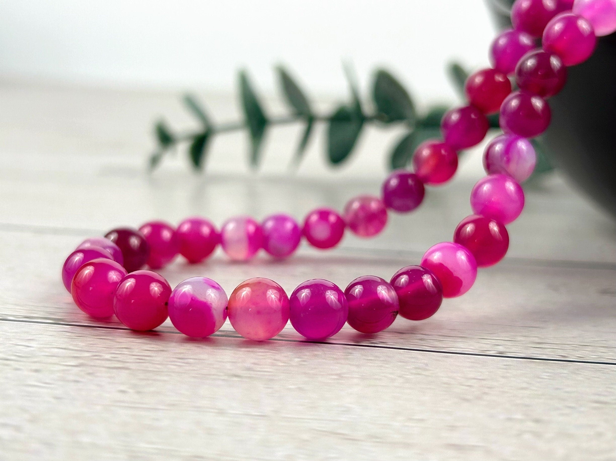 Beaded Necklace, Pink Agate Necklace, Natural Stone Necklace, Gemstones Necklace, Women Necklace, Valentines Gift for Her, Handmade Jewelry