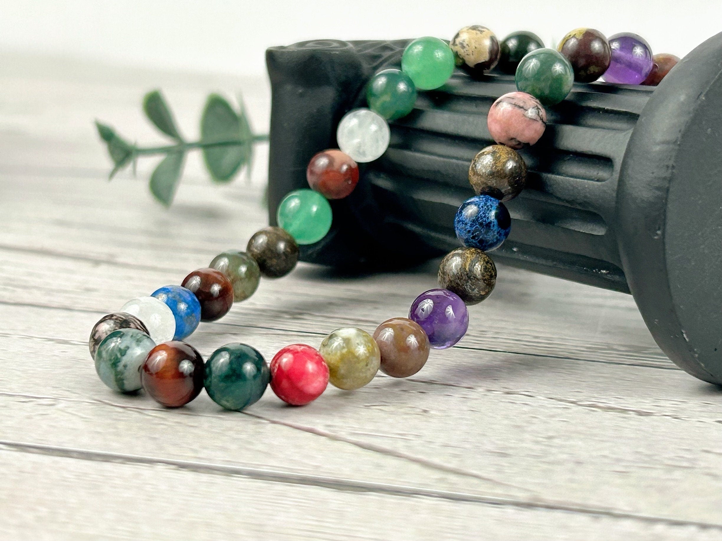 Mix Gemstones Necklace, Tigers Eye, Beaded Necklace, Amethyst, Moonstone, Green Aventurine, Sodalite, Imperial Jasper, Moss Agate, Bronzite