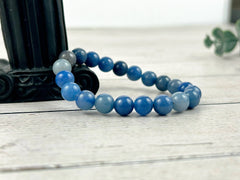 Blue Aventurine Bracelet, Blue Beaded Bracelet, Gemstone Bracelet, Good Luck Bracelet, Handmade Bracelet, Gift for Her, Gift for Him