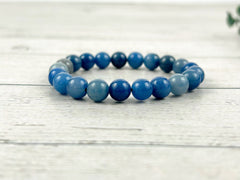 Blue Aventurine Bracelet, Blue Beaded Bracelet, Gemstone Bracelet, Good Luck Bracelet, Handmade Bracelet, Gift for Her, Gift for Him