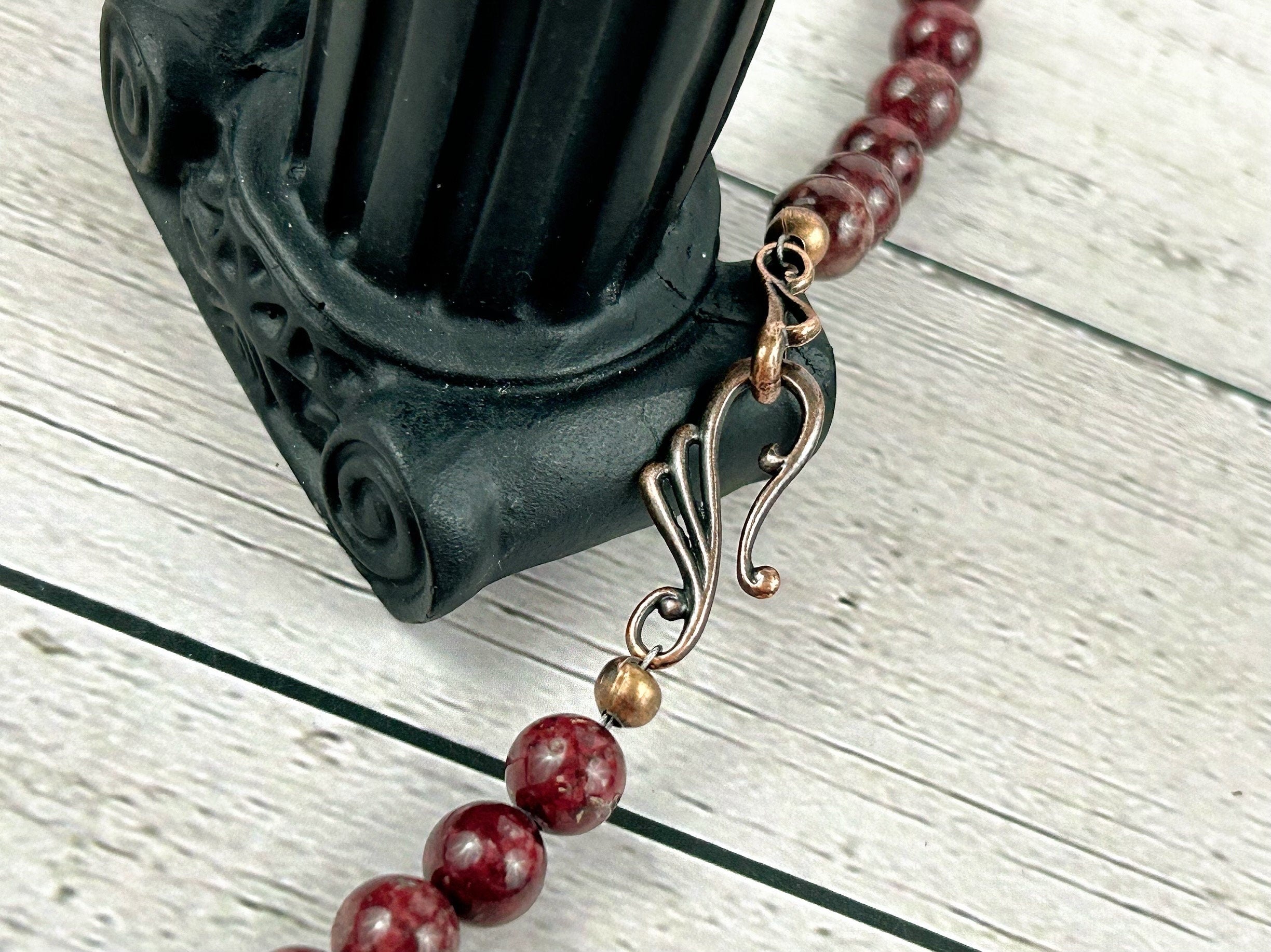 Eudialyte Necklace, Beaded Necklace, Protection Necklace, Energy Necklace, Calming Crystals, Natural Stone Necklace, Valentines Gift for Her