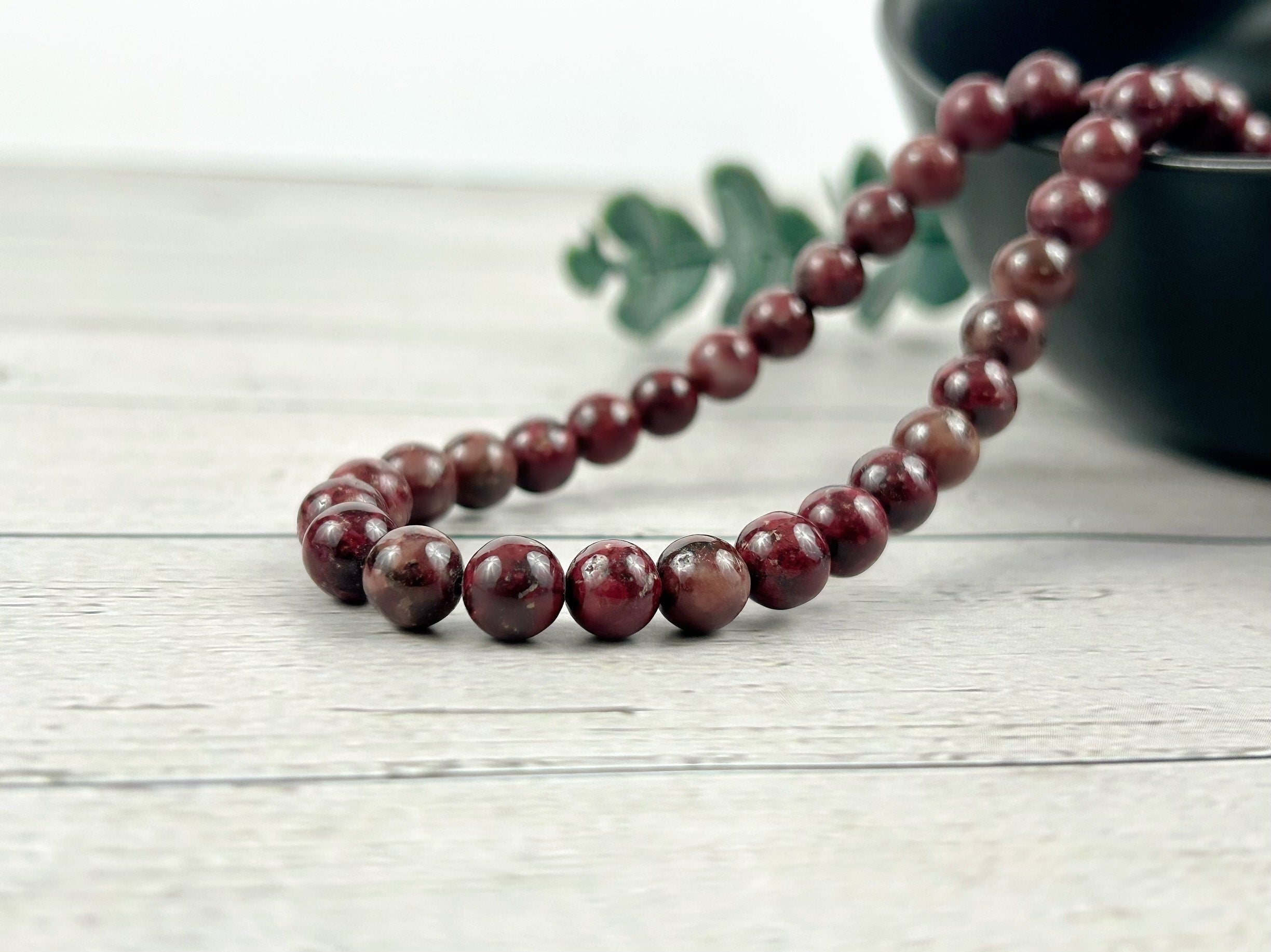 Eudialyte Necklace, Beaded Necklace, Protection Necklace, Energy Necklace, Calming Crystals, Natural Stone Necklace, Valentines Gift for Her