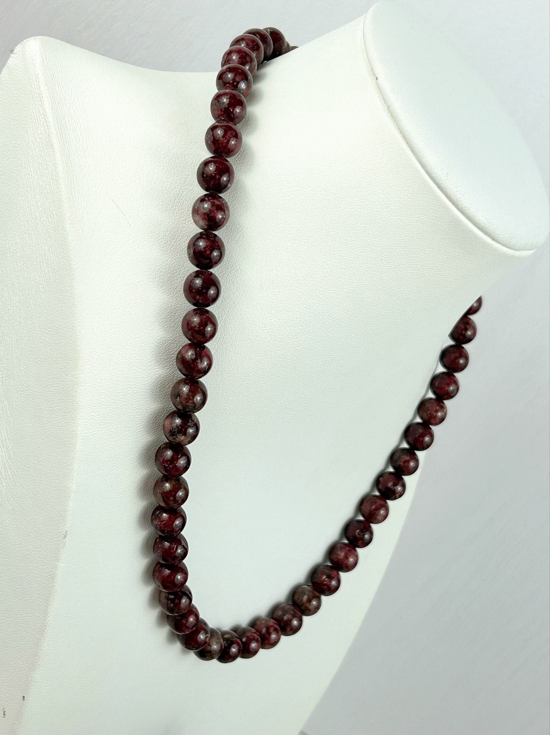 Eudialyte Necklace, Beaded Necklace, Protection Necklace, Energy Necklace, Calming Crystals, Natural Stone Necklace, Valentines Gift for Her