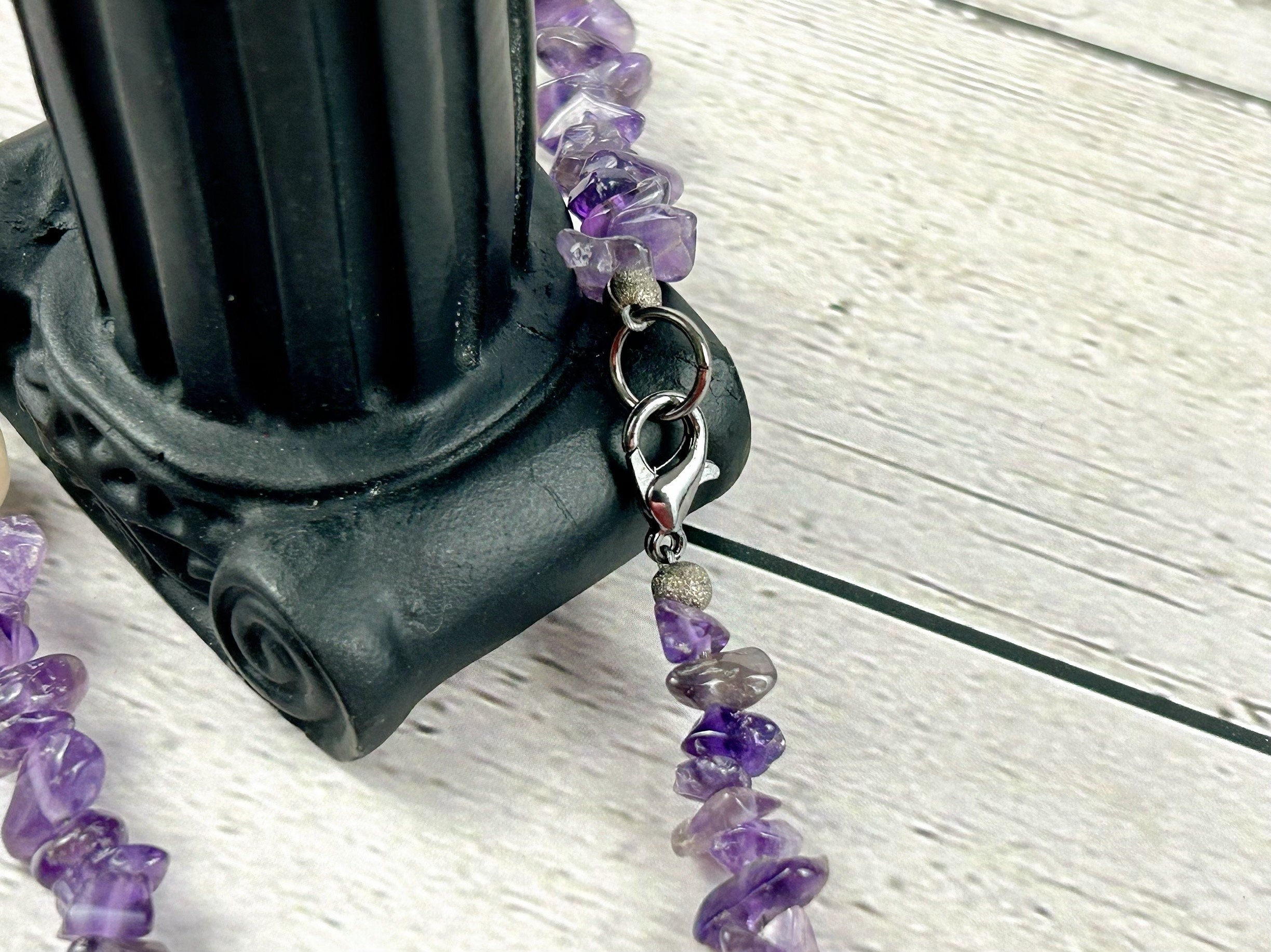 Purple Beaded Necklace, Amethyst Necklace, Choker Necklace, Baroque Pearl Necklace, Gemstone Necklace, Boho Necklace, Gift for her