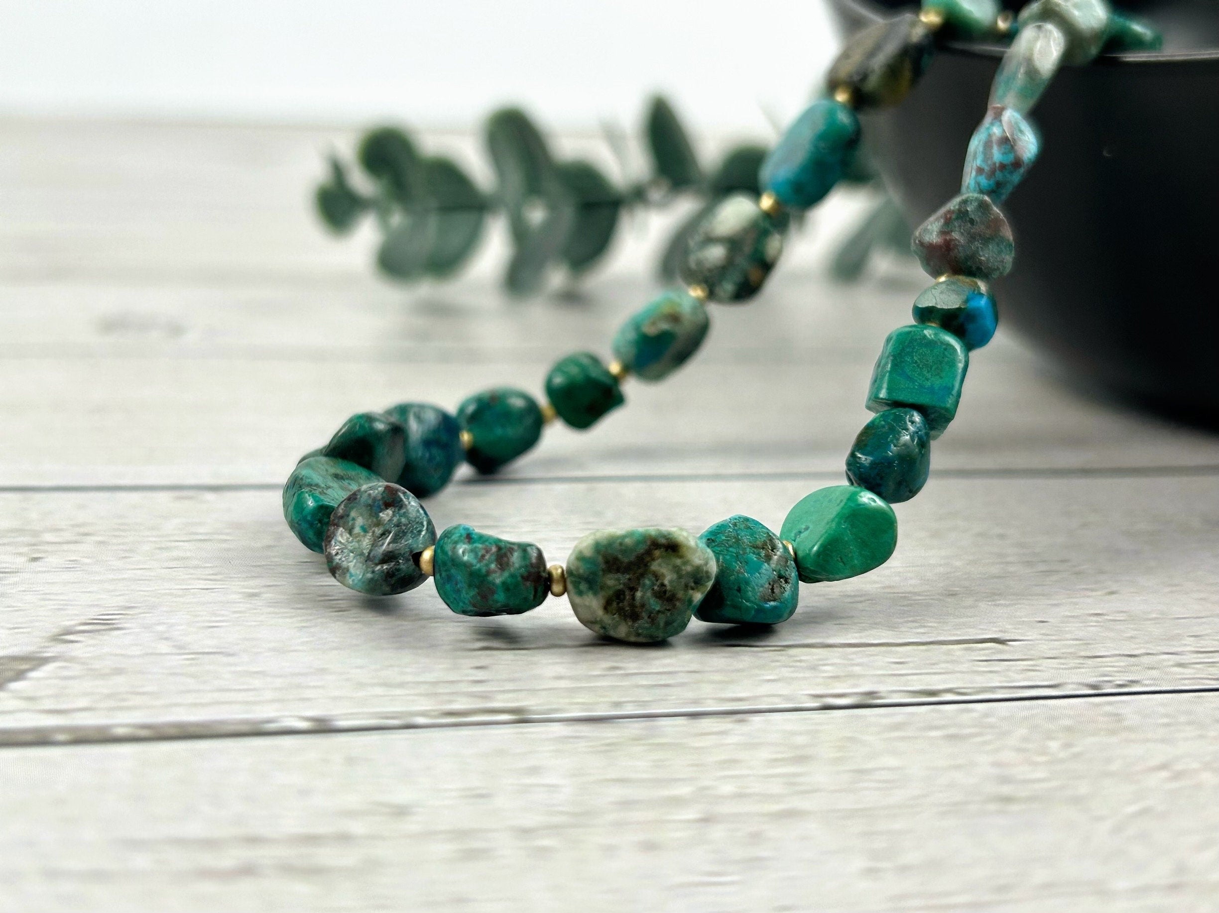 Turquoise Choker Necklace, Genuine Turquoise Necklace, Beaded Choker, Boho Necklace, Gift for Her, Turquoise Beaded Necklace,Gift for Sister