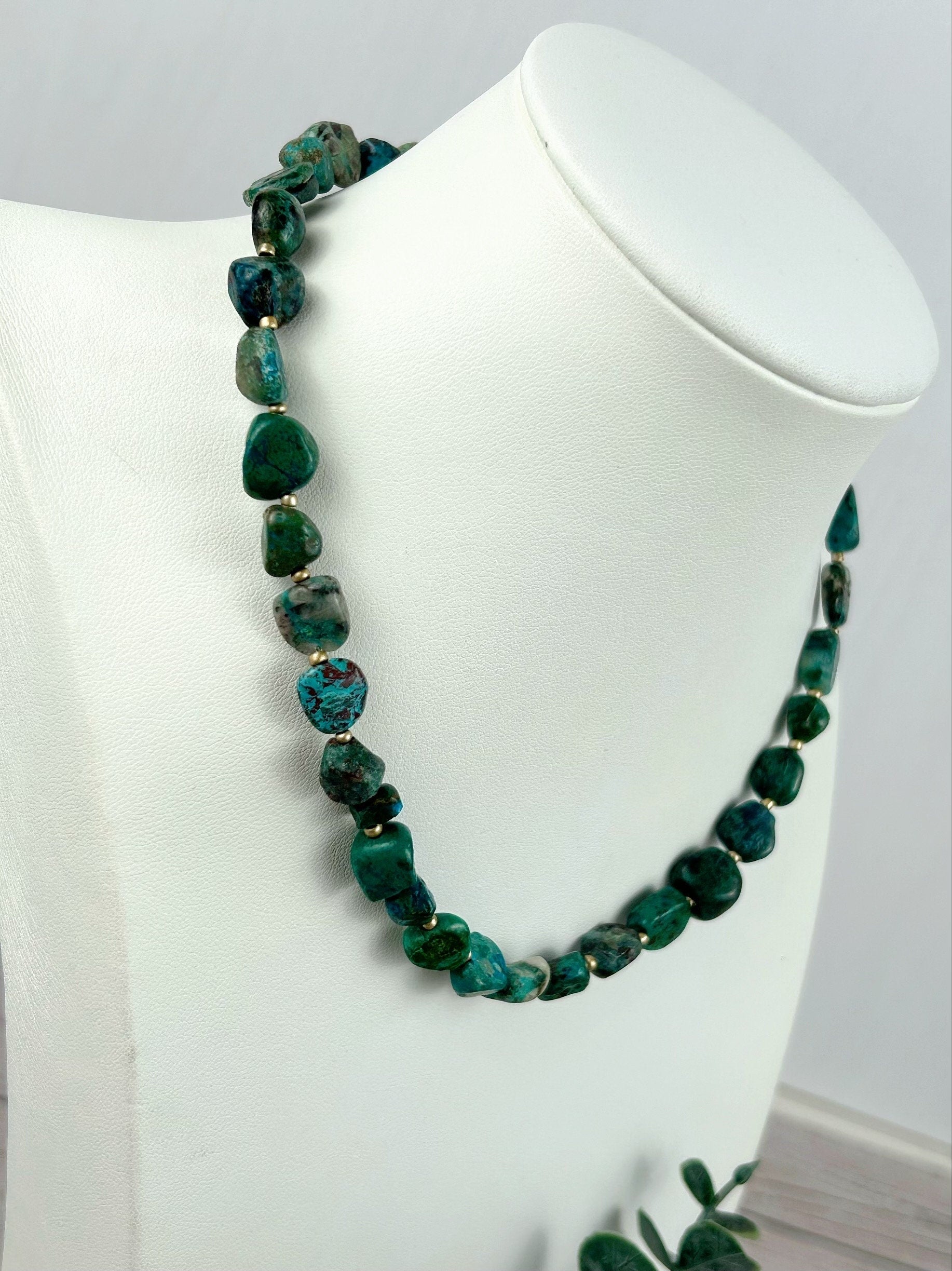 Turquoise Choker Necklace, Genuine Turquoise Necklace, Beaded Choker, Boho Necklace, Gift for Her, Turquoise Beaded Necklace,Gift for Sister