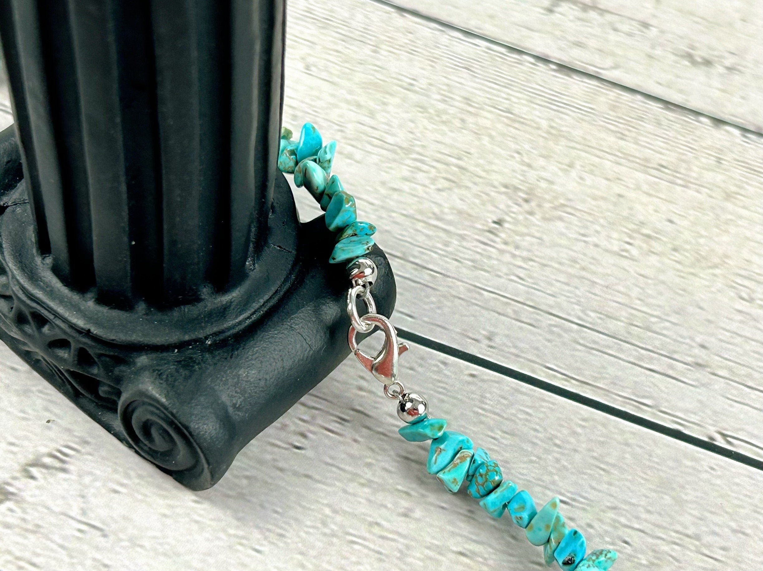 Turquoise Necklace, Choker Necklace, Blue Beaded Necklace, Baroque Pearl Necklace, Gemstone Necklace, Boho Necklace, Gift for her
