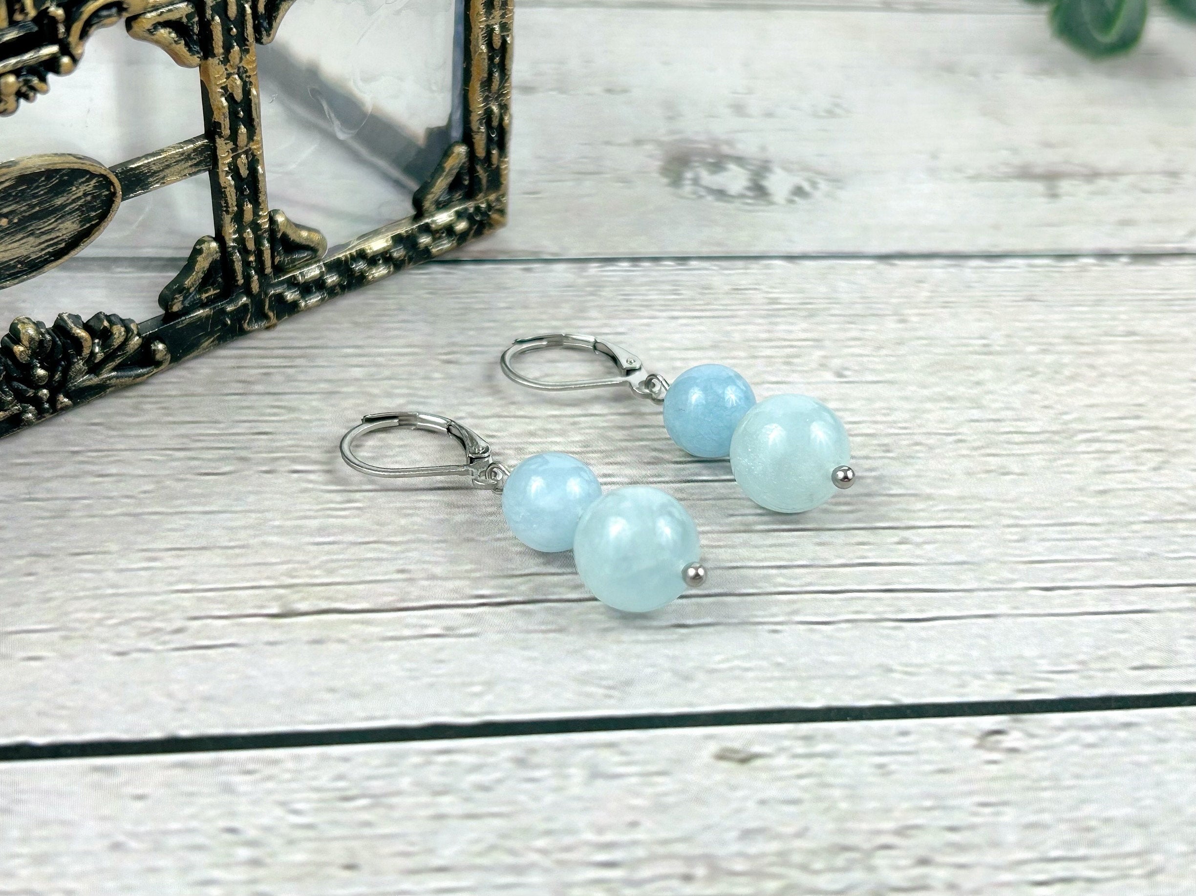 Aquamarine Earrings, Gemstone Earrings, Blue Gemstone Earrings, Gift For Her, Handmade Jewelry, Ear Jewelry, Gift for Sister, Gift for Mom