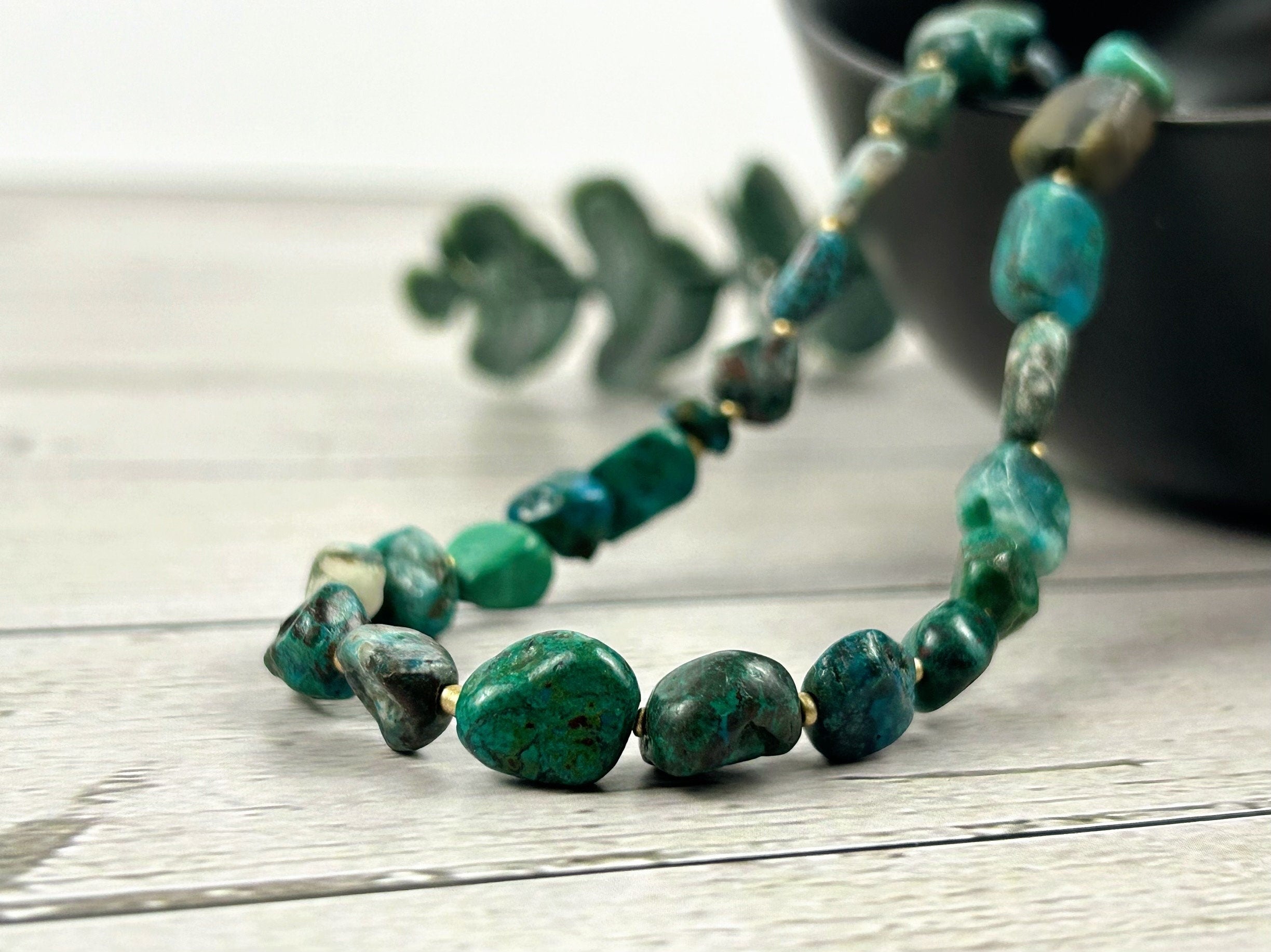 Turquoise Choker Necklace, Genuine Turquoise Necklace, Beaded Choker, Boho Necklace, Gift for Her, Turquoise Beaded Necklace,Gift for Sister