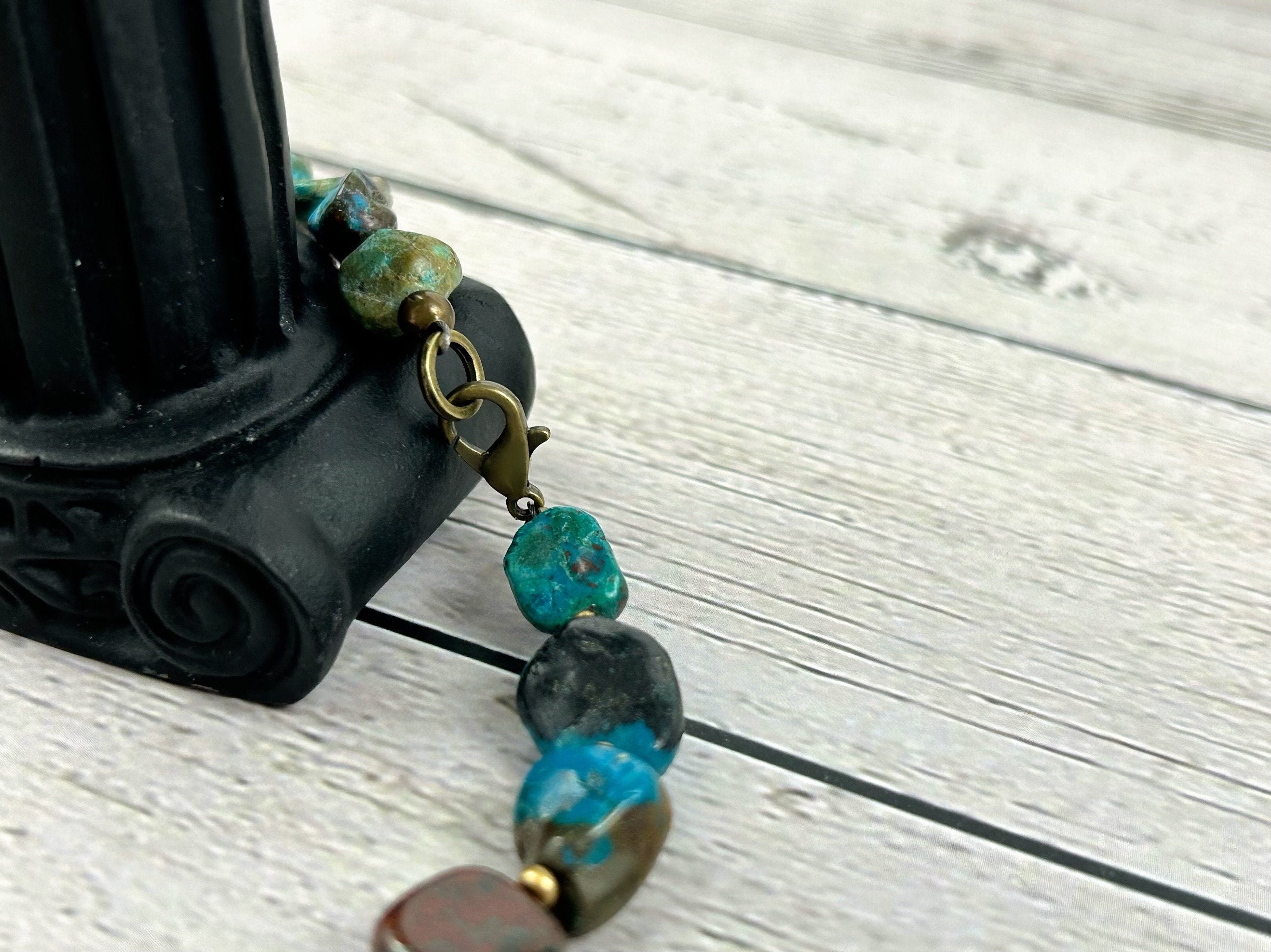 Turquoise Choker Necklace, Genuine Turquoise Necklace, Beaded Choker, Boho Necklace, Gift for Her, Turquoise Beaded Necklace,Gift for Sister