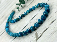 Blue Apatite Beaded Necklace, Natural Stones Jewelry, Healing Crystals, Gift for Her, Personalized Necklace, Gift for Sister, Gift for Mom