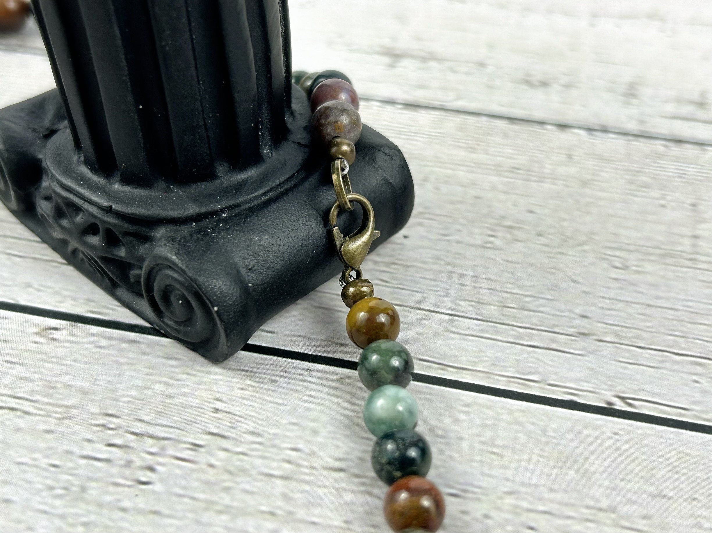 Ocean Jasper Necklace, Beaded Necklace, Natural Stone Jewelry, Gift for Her, Gemstone Necklace, Personalized Necklace, Healing Gemstones