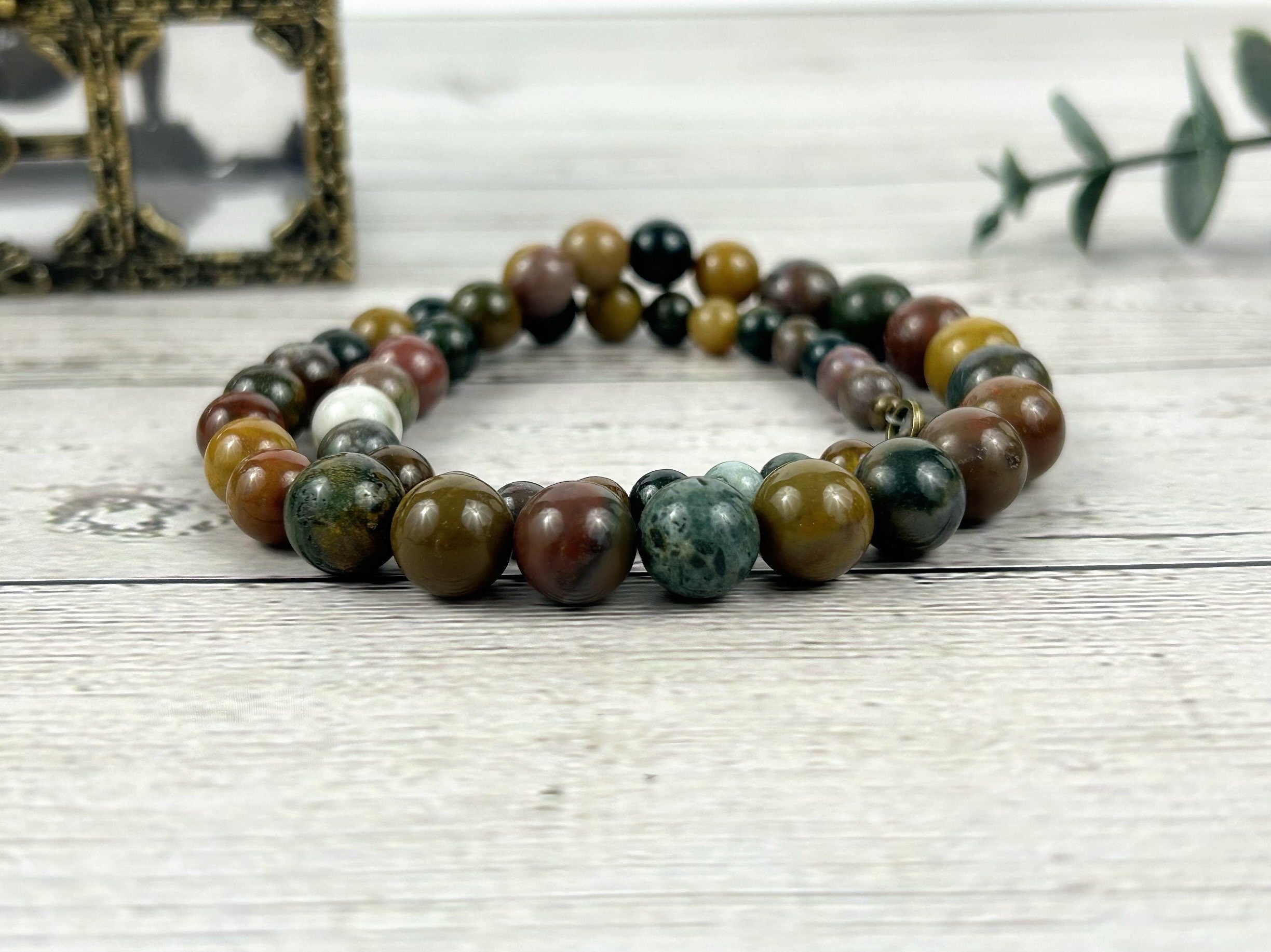 Ocean Jasper Necklace, Beaded Necklace, Natural Stone Jewelry, Gift for Her, Gemstone Necklace, Personalized Necklace, Healing Gemstones