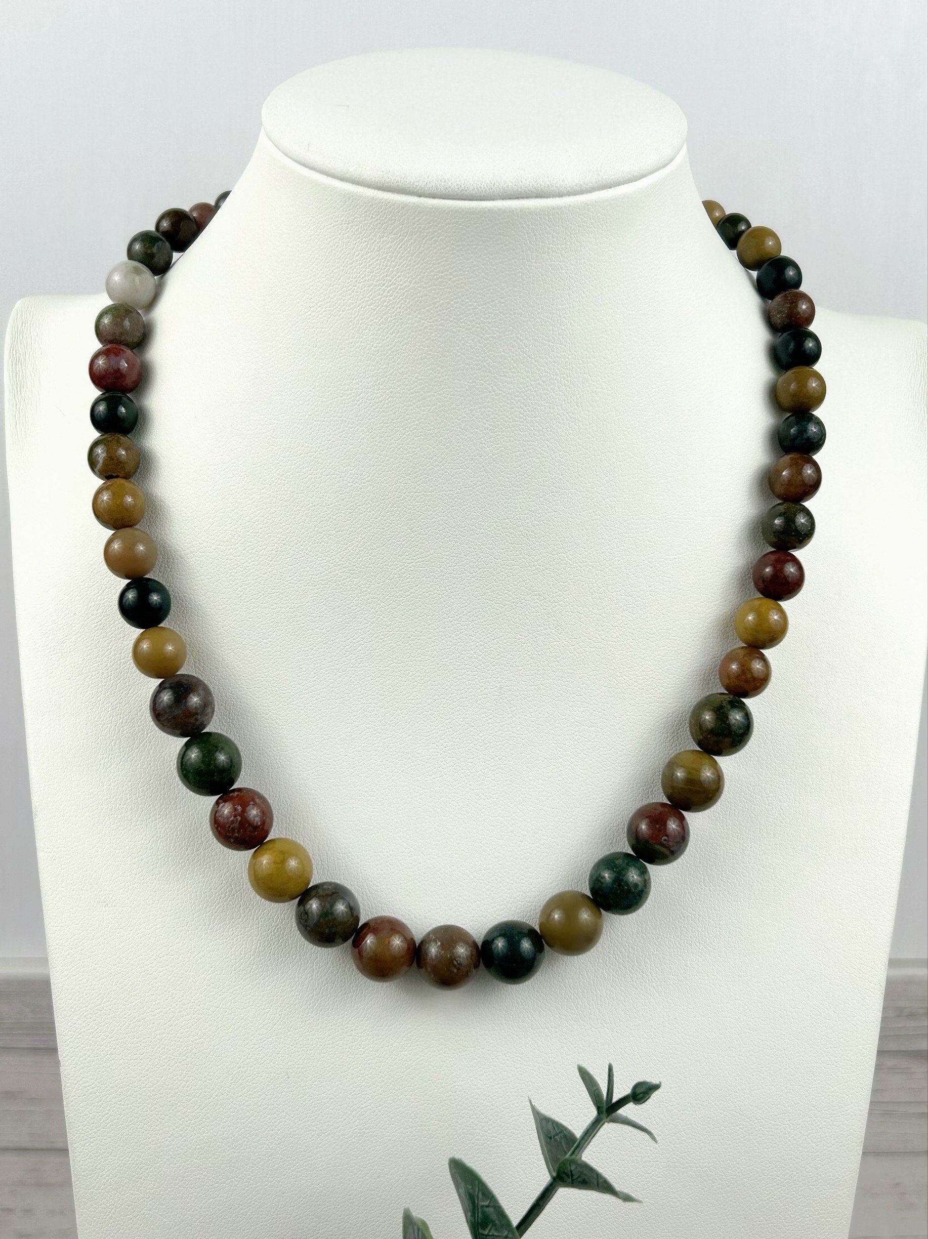 Ocean Jasper Necklace, Beaded Necklace, Natural Stone Jewelry, Gift for Her, Gemstone Necklace, Personalized Necklace, Healing Gemstones