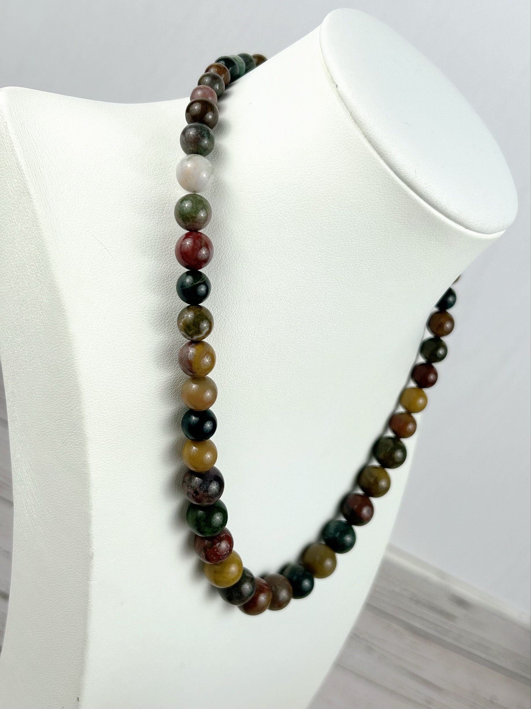 Ocean Jasper Necklace, Beaded Necklace, Natural Stone Jewelry, Gift for Her, Gemstone Necklace, Personalized Necklace, Healing Gemstones