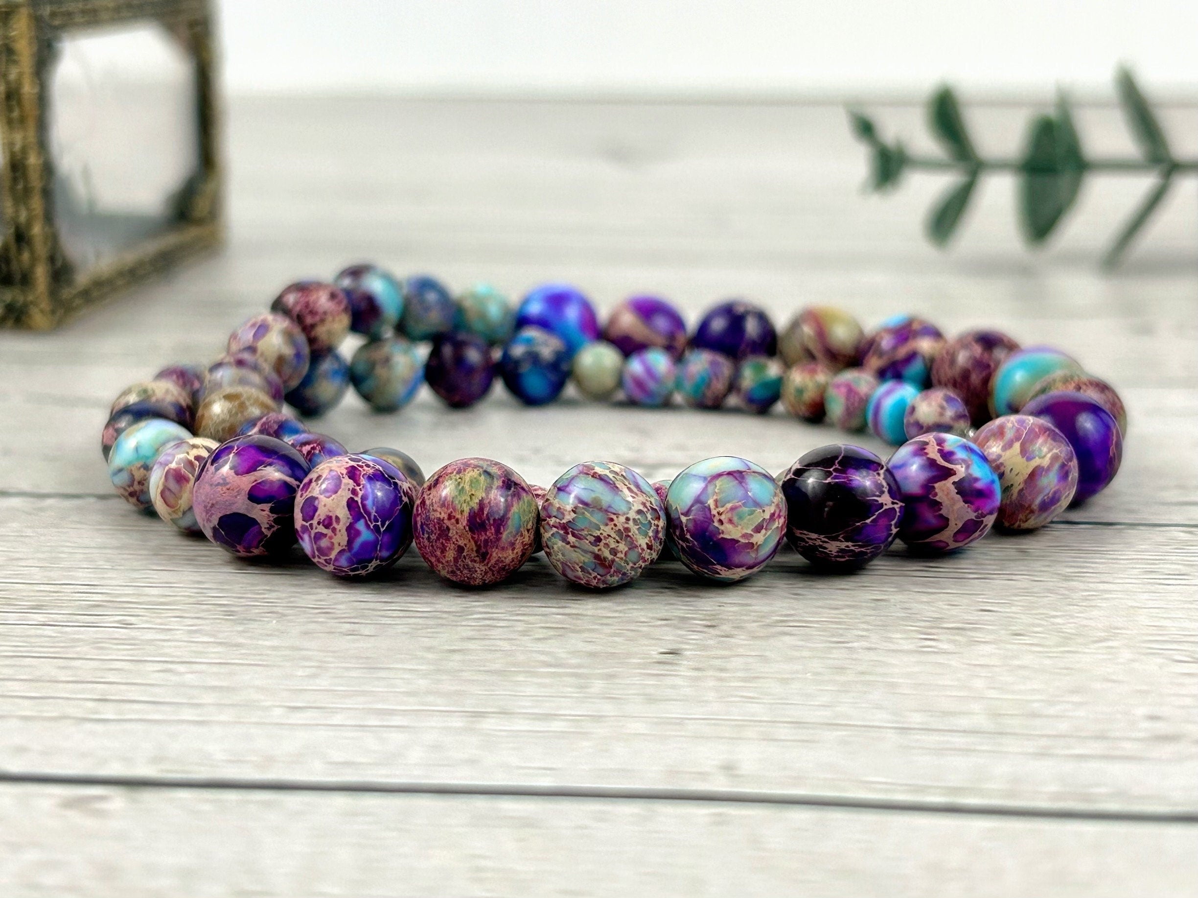 Imperial Jasper Necklace, Purple Beaded Necklace, Natural Stone Necklace, Necklace Gift for Her, Gemstones Jewelry, Gift for Mom