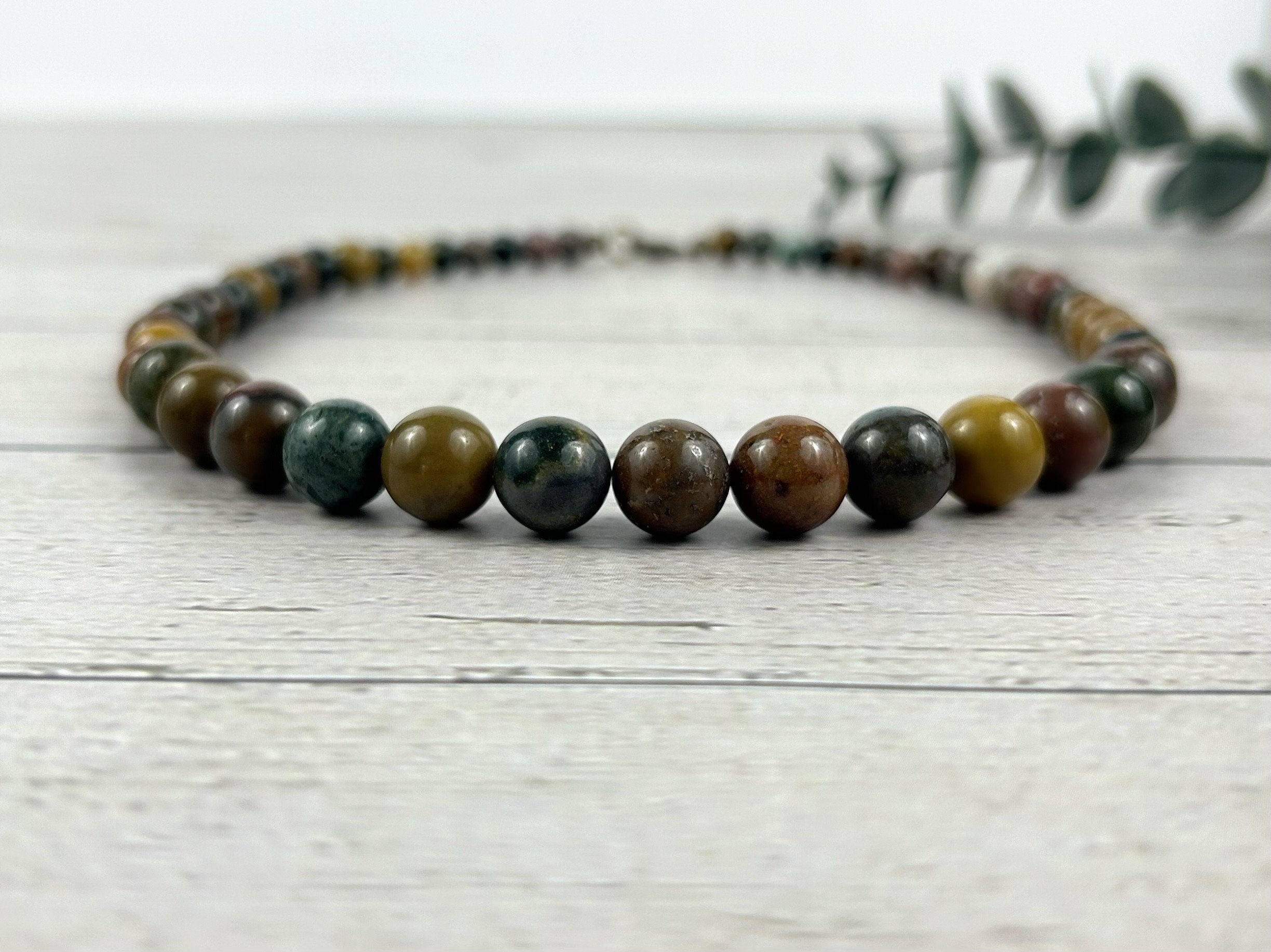Ocean Jasper Necklace, Beaded Necklace, Natural Stone Jewelry, Gift for Her, Gemstone Necklace, Personalized Necklace, Healing Gemstones