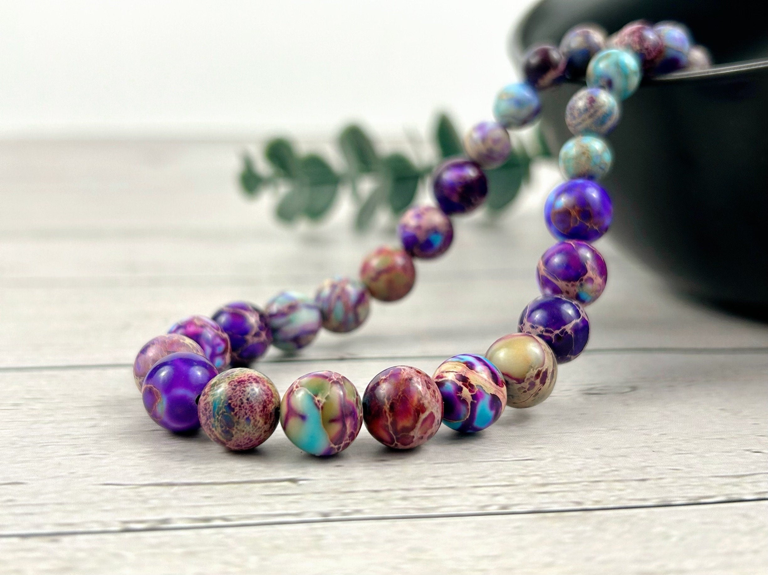 Imperial Jasper Necklace, Purple Beaded Necklace, Natural Stone Necklace, Necklace Gift for Her, Gemstones Jewelry, Gift for Mom