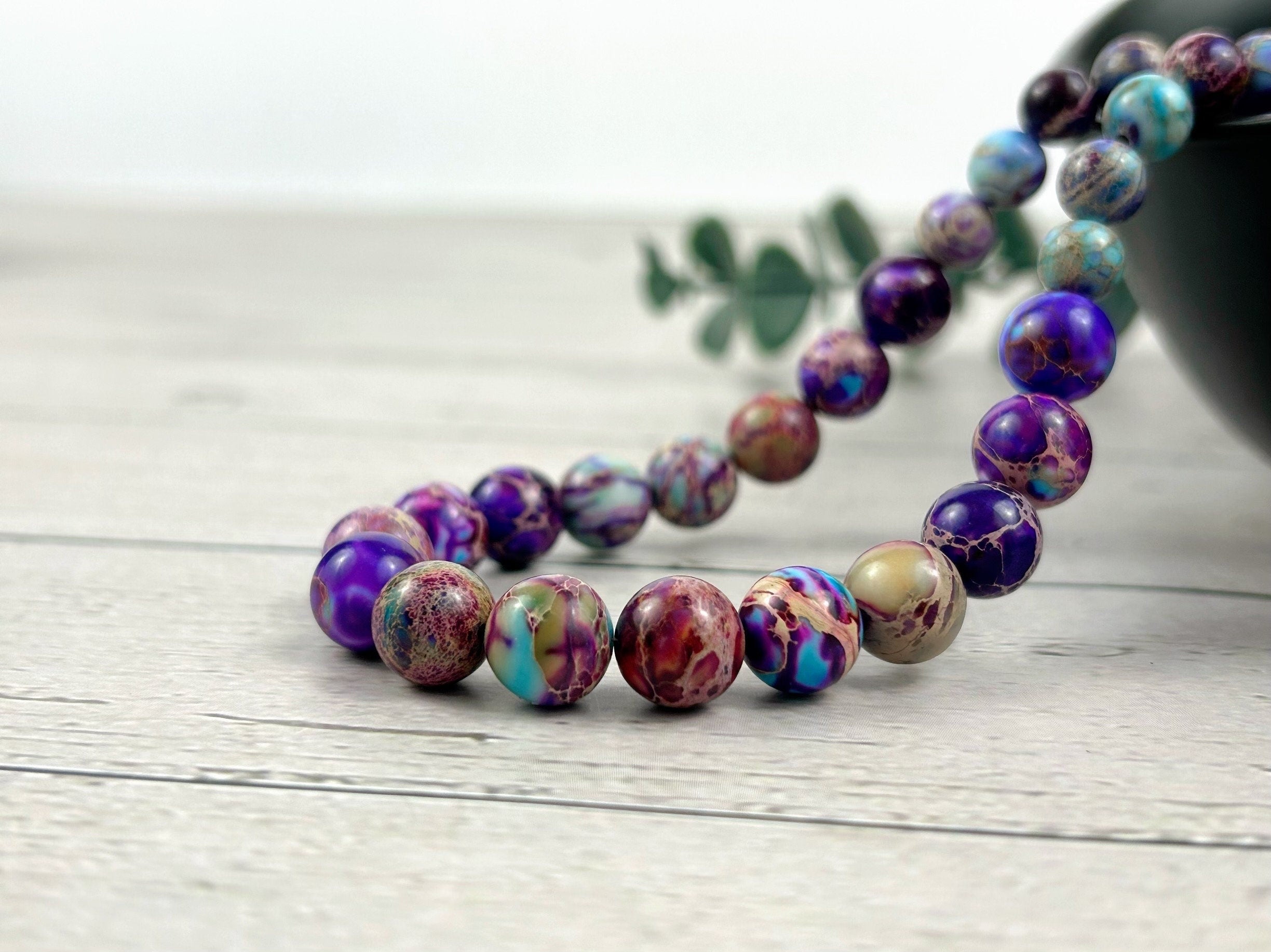 Imperial Jasper Necklace, Purple Beaded Necklace, Natural Stone Necklace, Necklace Gift for Her, Gemstones Jewelry, Gift for Mom