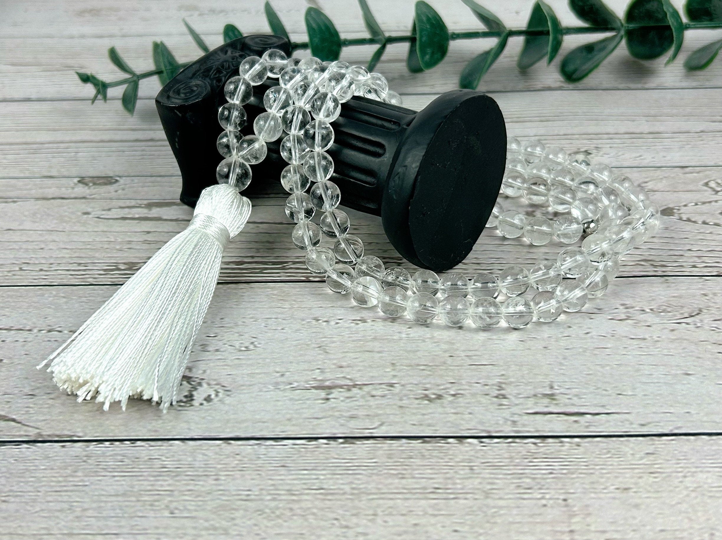 Japa Mala, 108 Mala Beads Necklace, Clear Quartz Mala Necklace, Prayer Beads Necklace, 108 Mala Beads Bracelet, Meditation Necklace