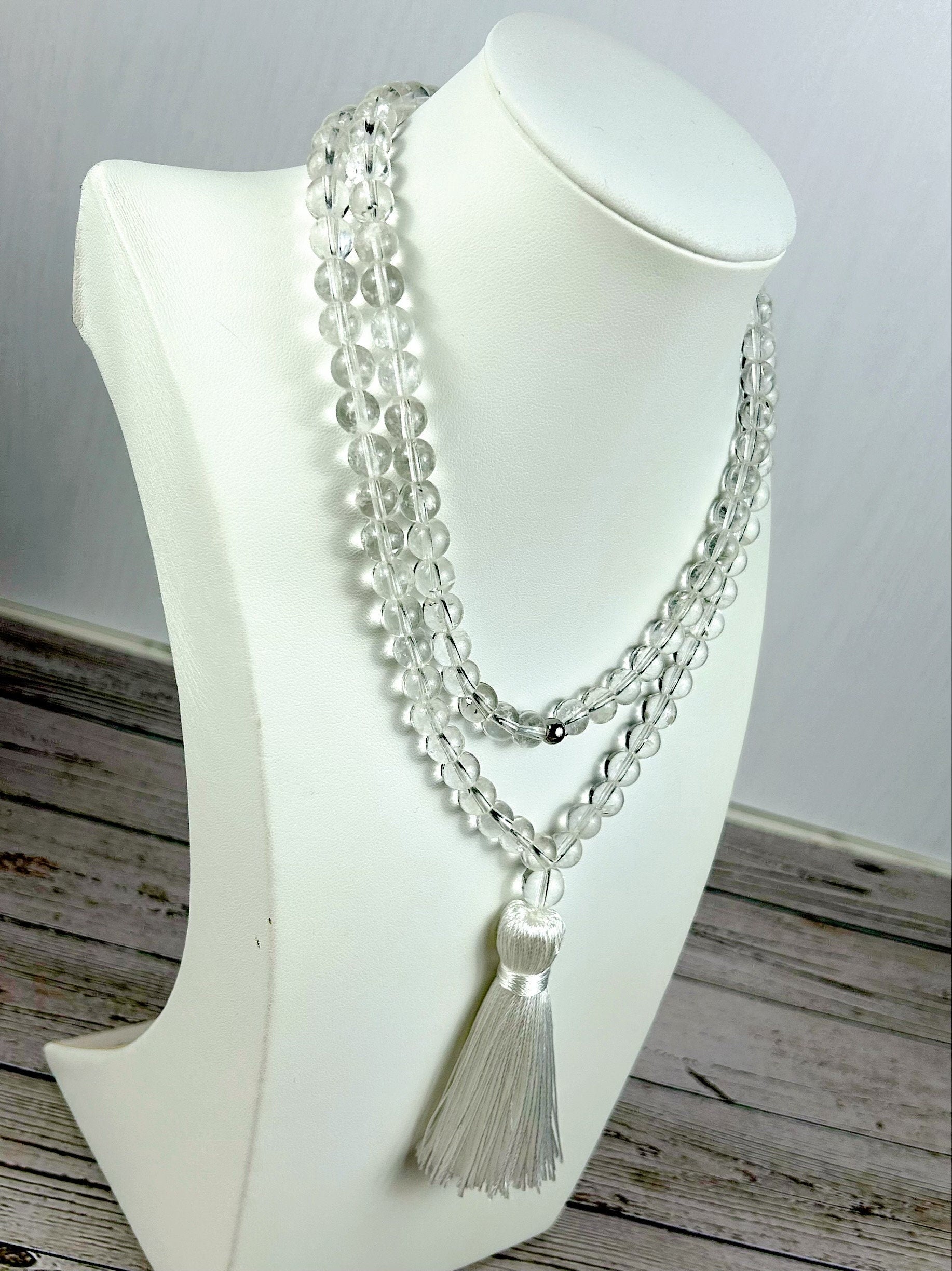 Japa Mala, 108 Mala Beads Necklace, Clear Quartz Mala Necklace, Prayer Beads Necklace, 108 Mala Beads Bracelet, Meditation Necklace