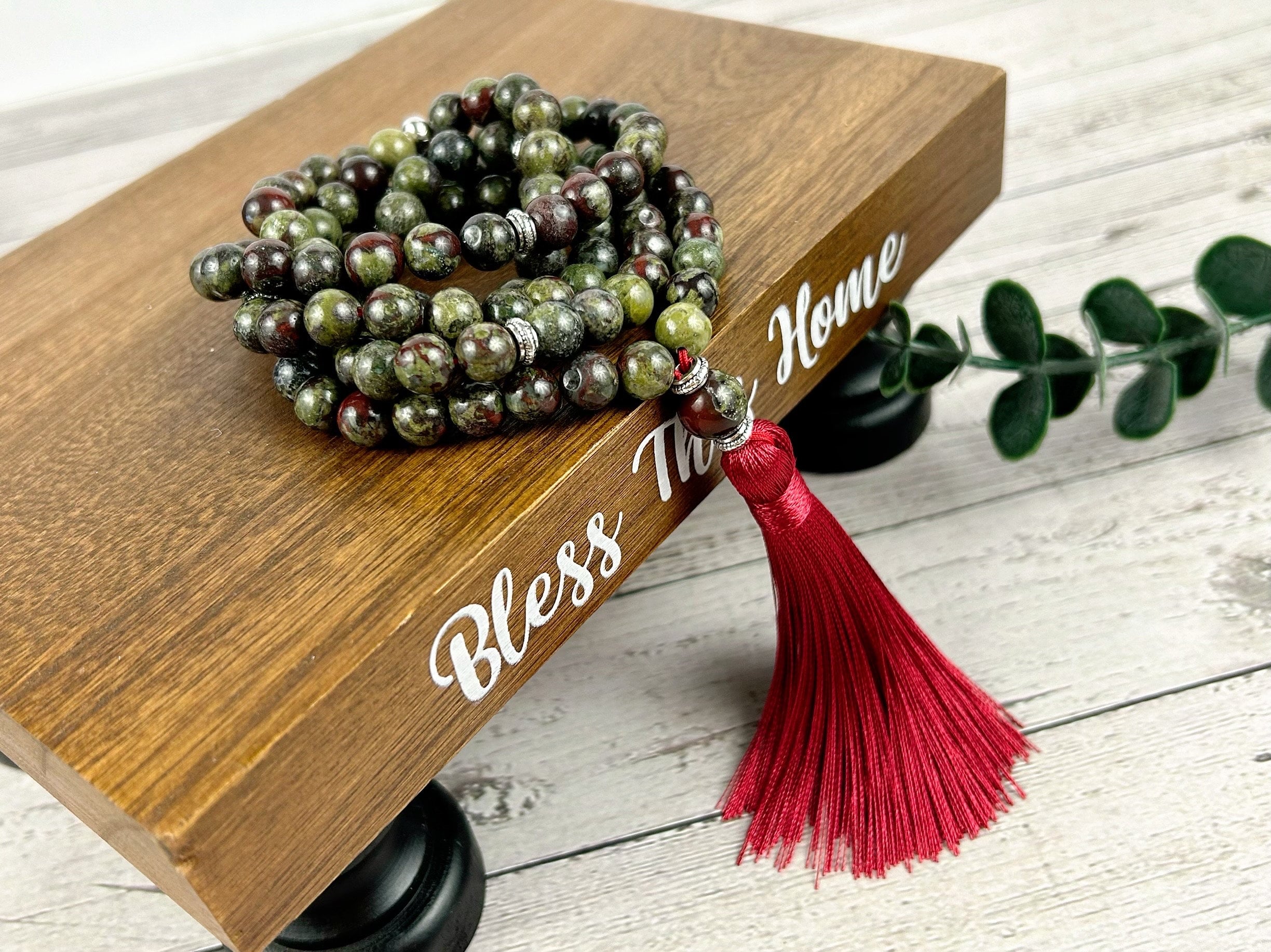 Japa Mala, 108 Mala Beads Necklace, Dragon Bloodstone Mala Necklace, Prayer Beads Necklace, 108 Mala Beads Bracelet, Meditation Necklace