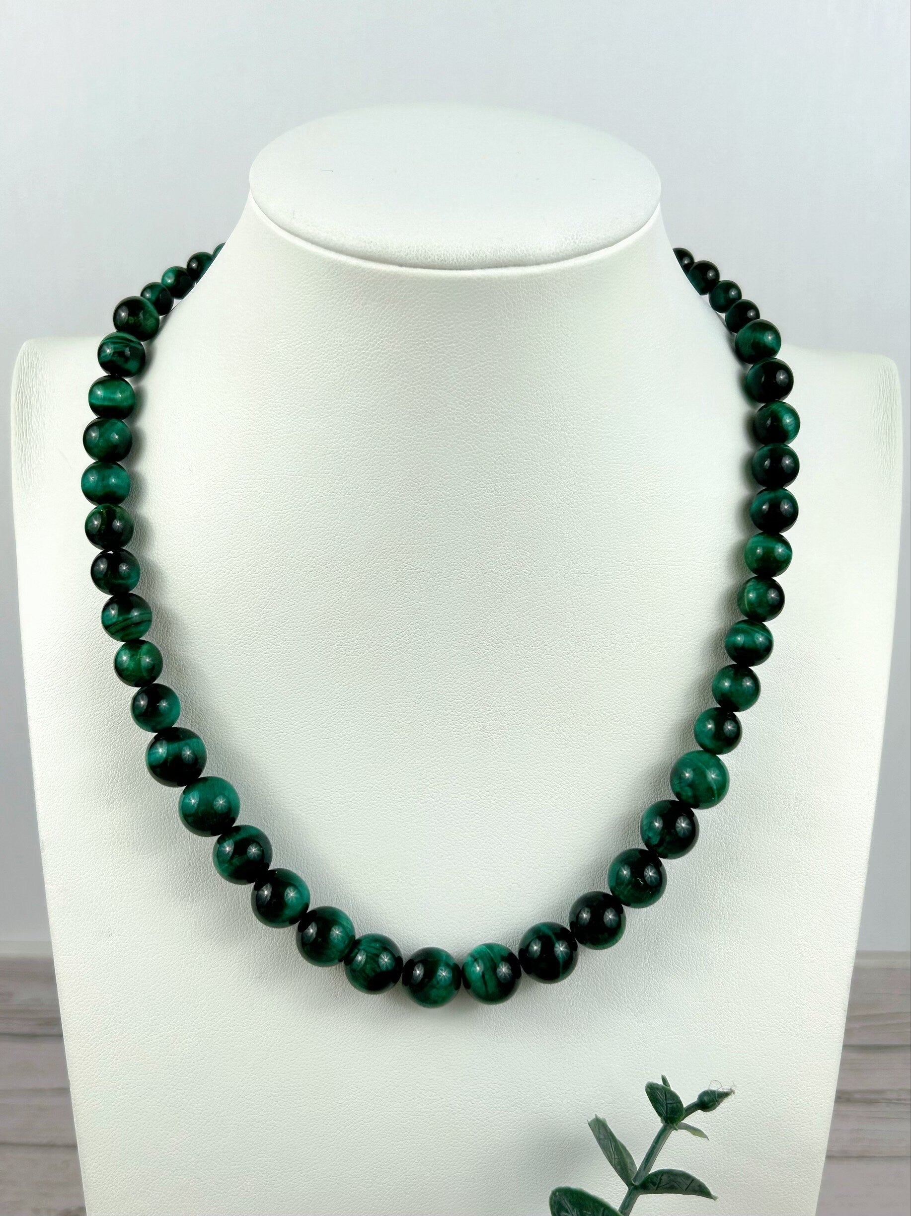 Tiger Eye Necklace, Gemstones Necklace, Green Beaded Necklace, Protection Jewelry, Gemstone Jewelry, Handmade Jewelry, Gift for Her