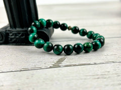 Protection Bracelet, Green Tiger Eye Bracelet, Handmade Jewelry, Beaded Bracelet, Gemstone Bracelet, Birthday Gift for Her, Gift for Him