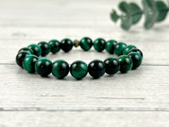 Protection Bracelet, Green Tiger Eye Bracelet, Handmade Jewelry, Beaded Bracelet, Gemstone Bracelet, Birthday Gift for Her, Gift for Him