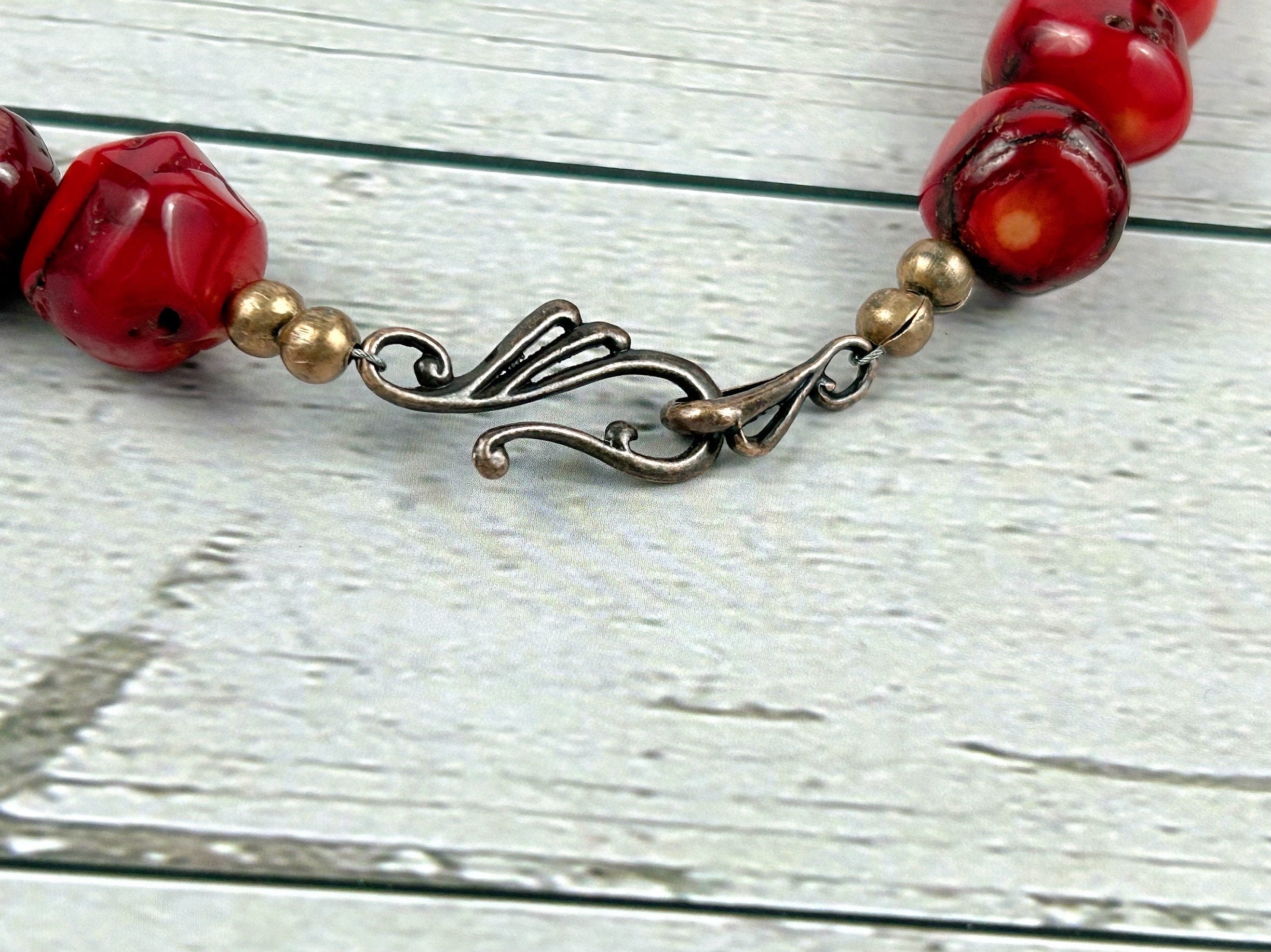 Chunky Necklace, Chunky Red Beaded Necklace, Chunky Red Coral Necklace, Statement Necklace, Gemstones Jewelry, Birthday Gift for Her