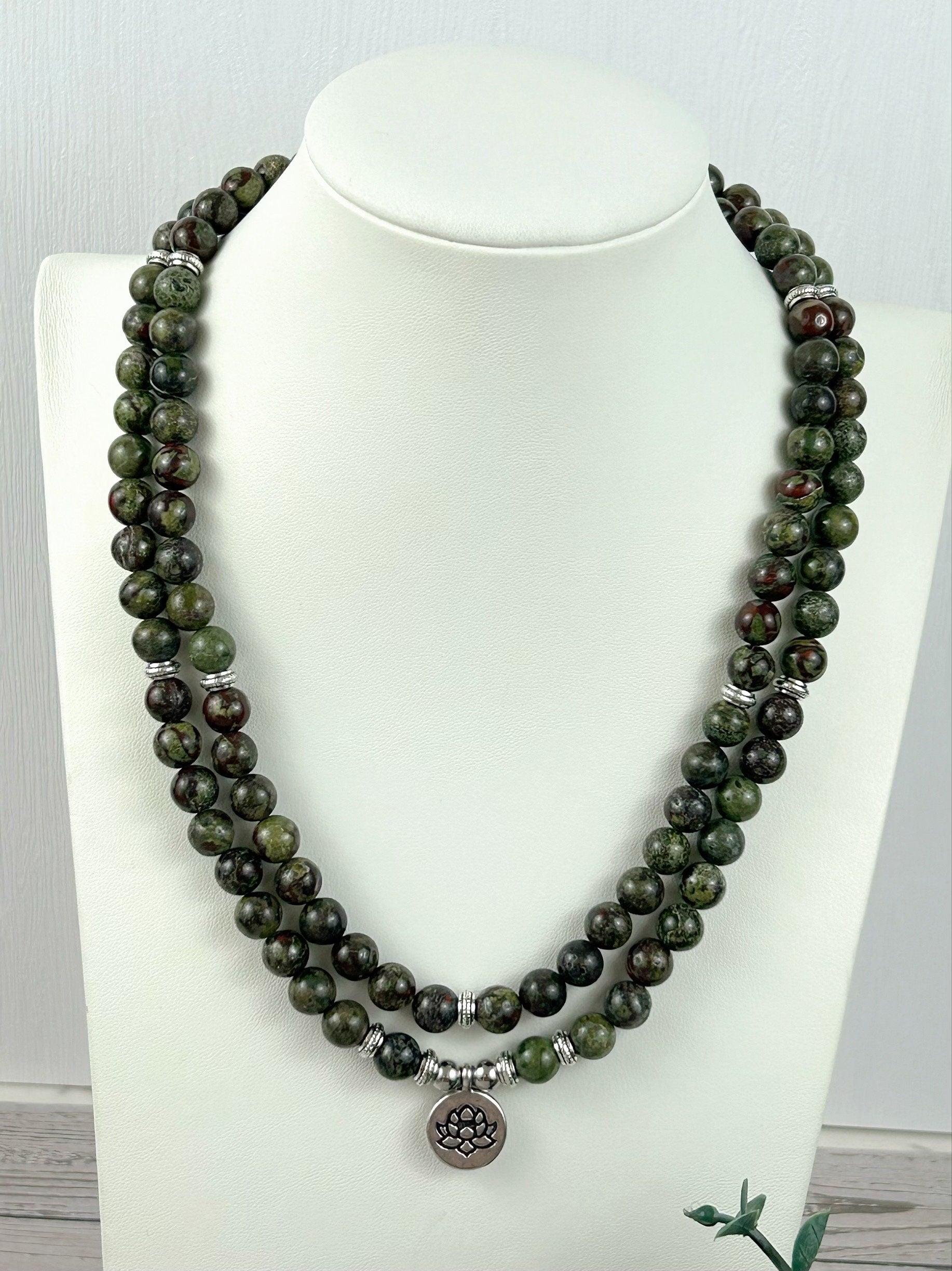 Japa Mala, 108 Mala Beads Necklace, Dragon Bloodstone Mala Necklace, Prayer Beads Necklace, 108 Mala Beads Bracelet, Meditation Necklace