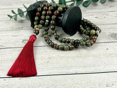 Japa Mala, 108 Mala Beads Necklace, Dragon Bloodstone Mala Necklace, Prayer Beads Necklace, 108 Mala Beads Bracelet, Meditation Necklace