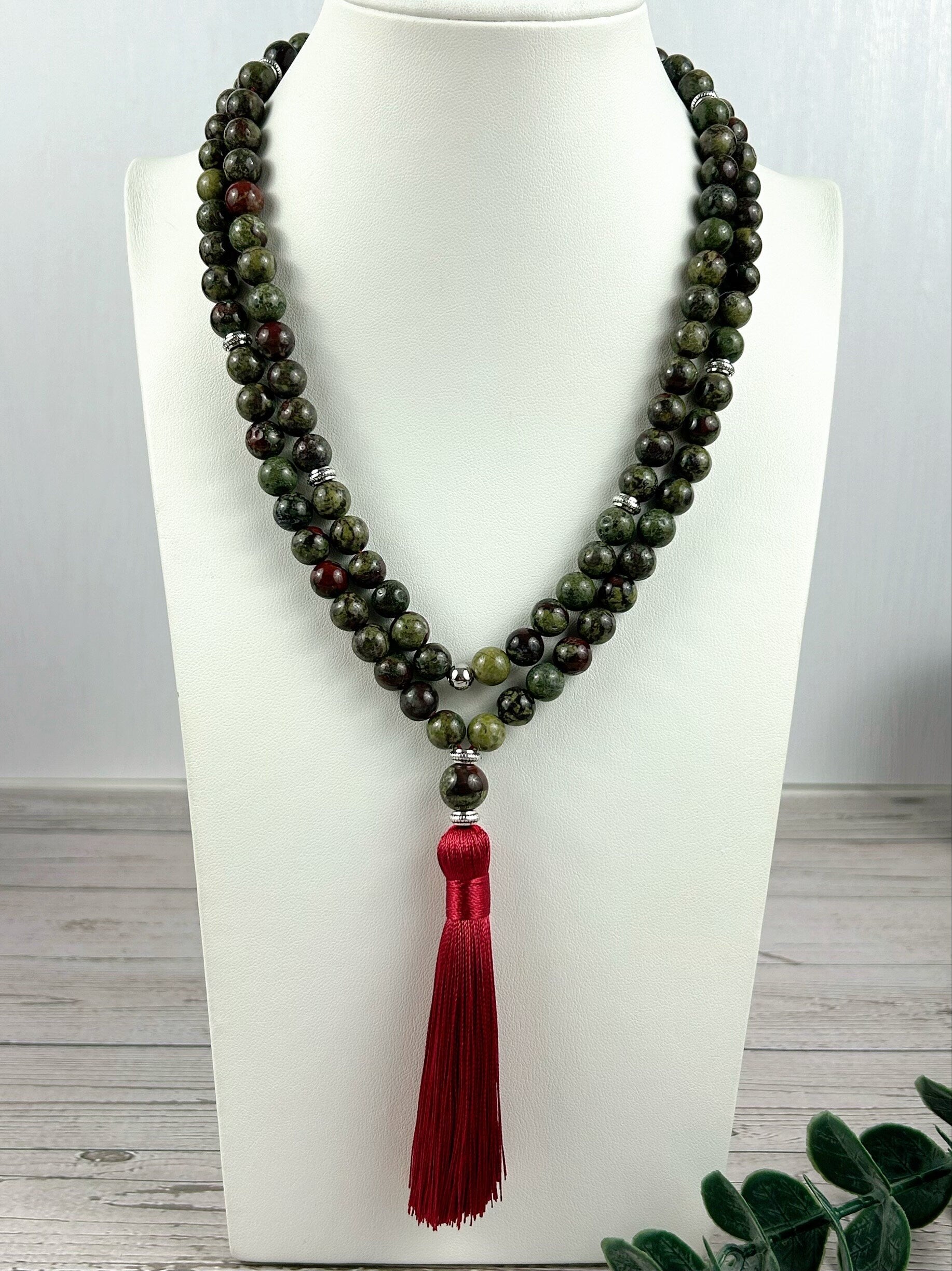 Japa Mala, 108 Mala Beads Necklace, Dragon Bloodstone Mala Necklace, Prayer Beads Necklace, 108 Mala Beads Bracelet, Meditation Necklace