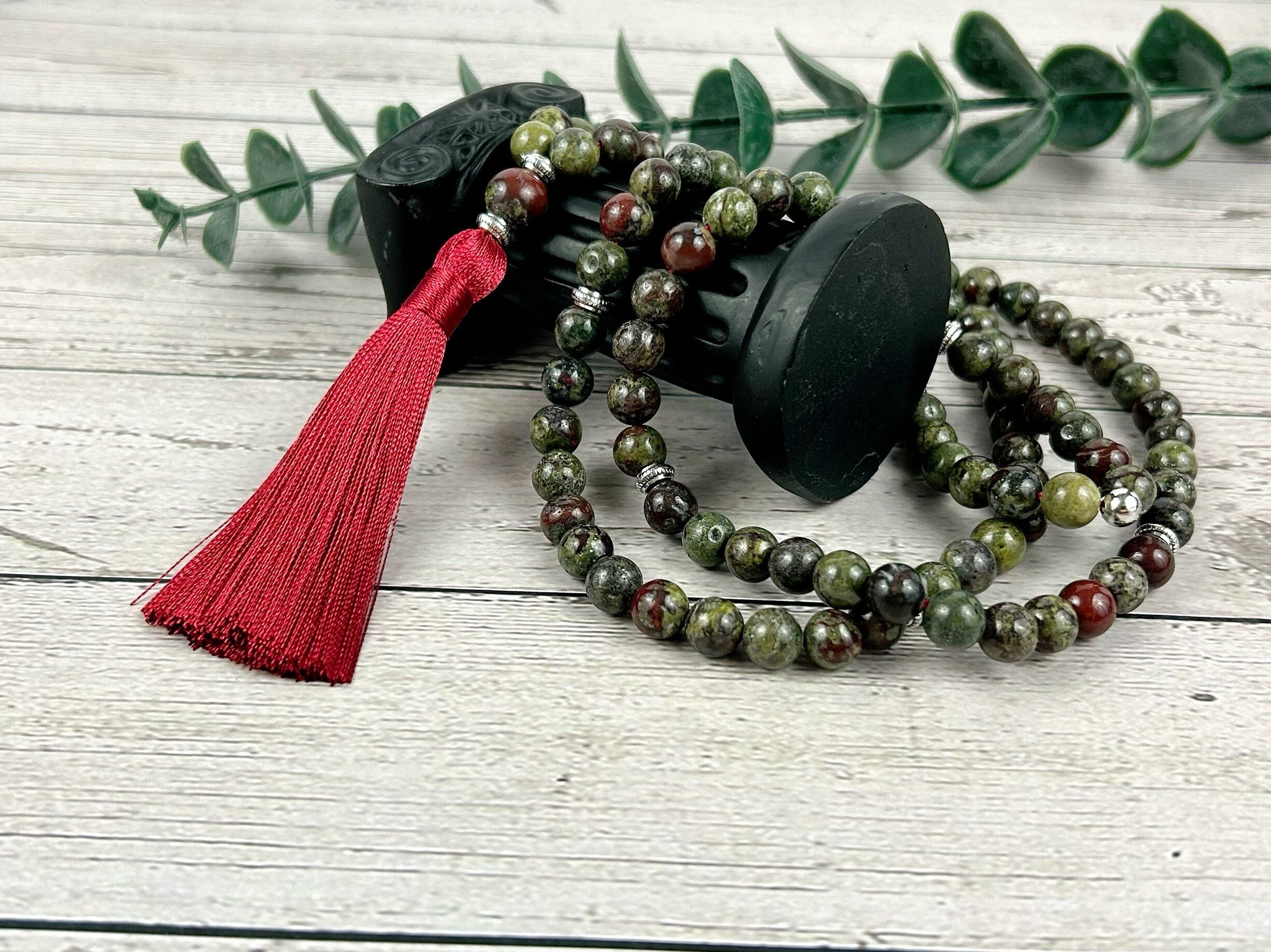 Japa Mala, 108 Mala Beads Necklace, Dragon Bloodstone Mala Necklace, Prayer Beads Necklace, 108 Mala Beads Bracelet, Meditation Necklace