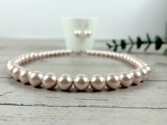 Pearl Necklace, Shell Pearl Necklace, Light Pink Pearl Necklace, Pearl Jewelry, Necklace for Women, Birthday Gift for Her, Bridesmaid Gift