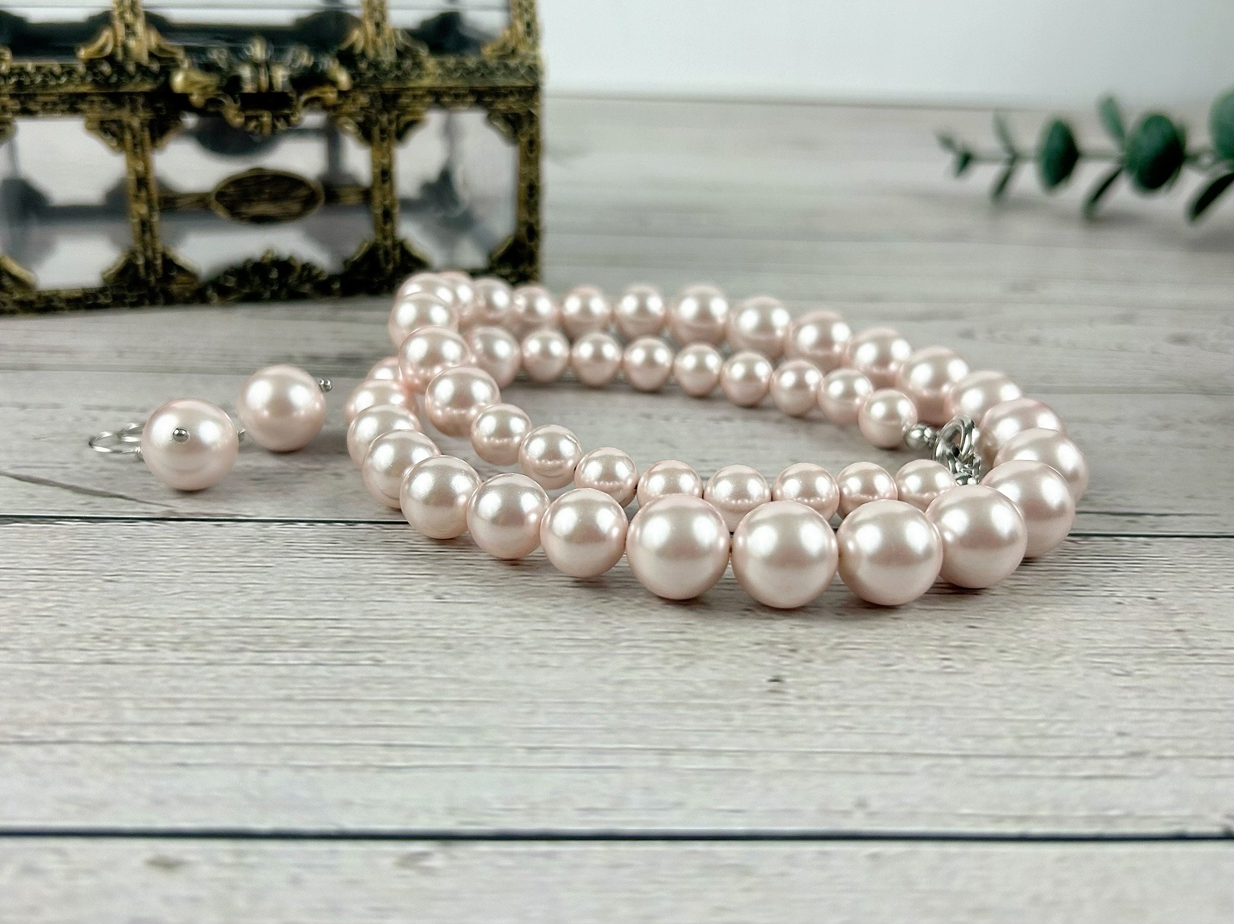 Pearl Necklace, Shell Pearl Necklace, Light Pink Pearl Necklace, Pearl Jewelry, Necklace for Women, Birthday Gift for Her, Bridesmaid Gift