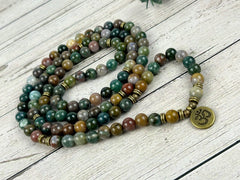 108 Mala Beads Necklace, Indian Agate Mala Necklace, Japa Mala, Prayer Beads Necklace, Mala Beads Bracelet, Meditation Necklace,Gift for Her